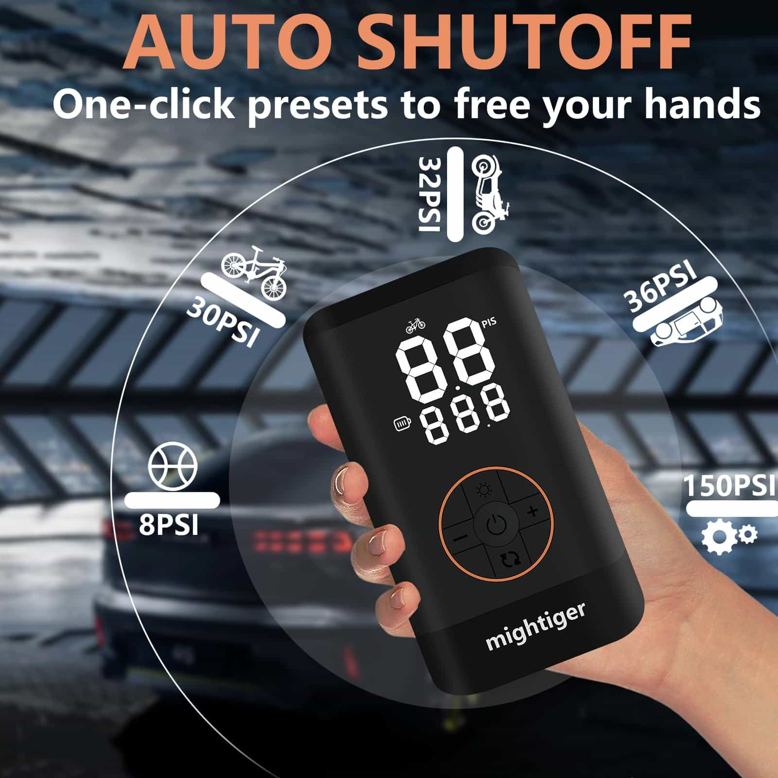 Inflador de neumáticos MIGHTIGER Compresor de aire portátil - Imagen 6