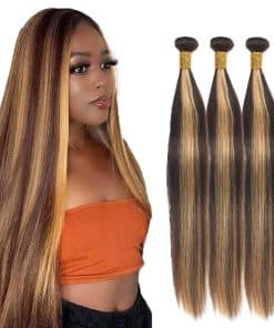 Paquetes de Cabello Humano Liso de Rubia P4/27 20 22 24
