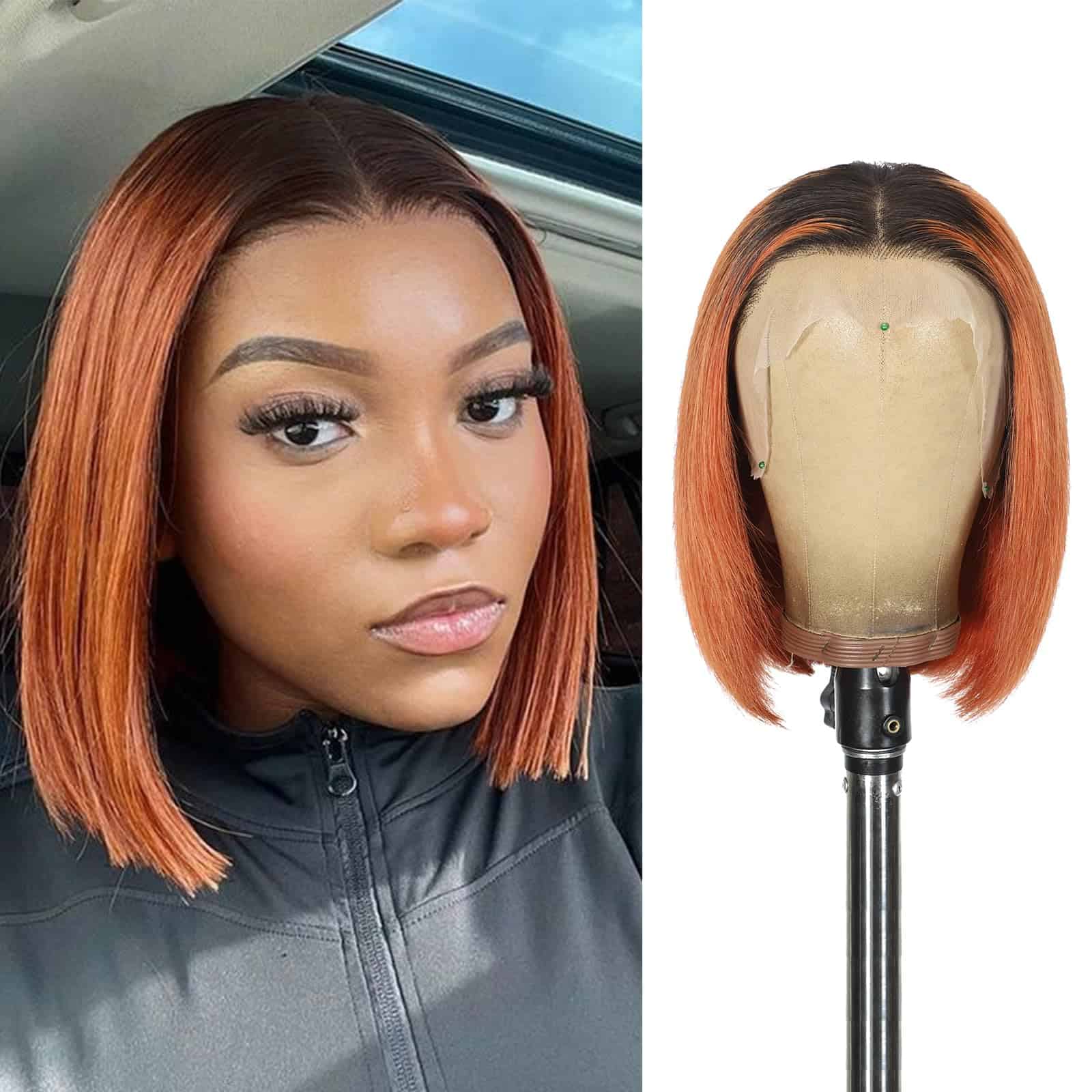 Pelucas de Encaje Frontal Bob 13x4 de Cabello Humano Ombre