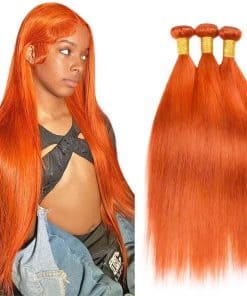 #350 Orange Bundles Cabello Humano Liso 20 22 24 Pulgadas