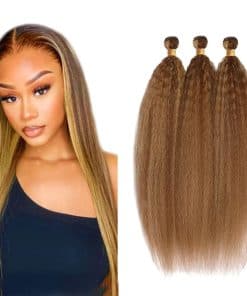 P4/27 Mechones de Pelo Humano Liso Yaki de Color Marrón