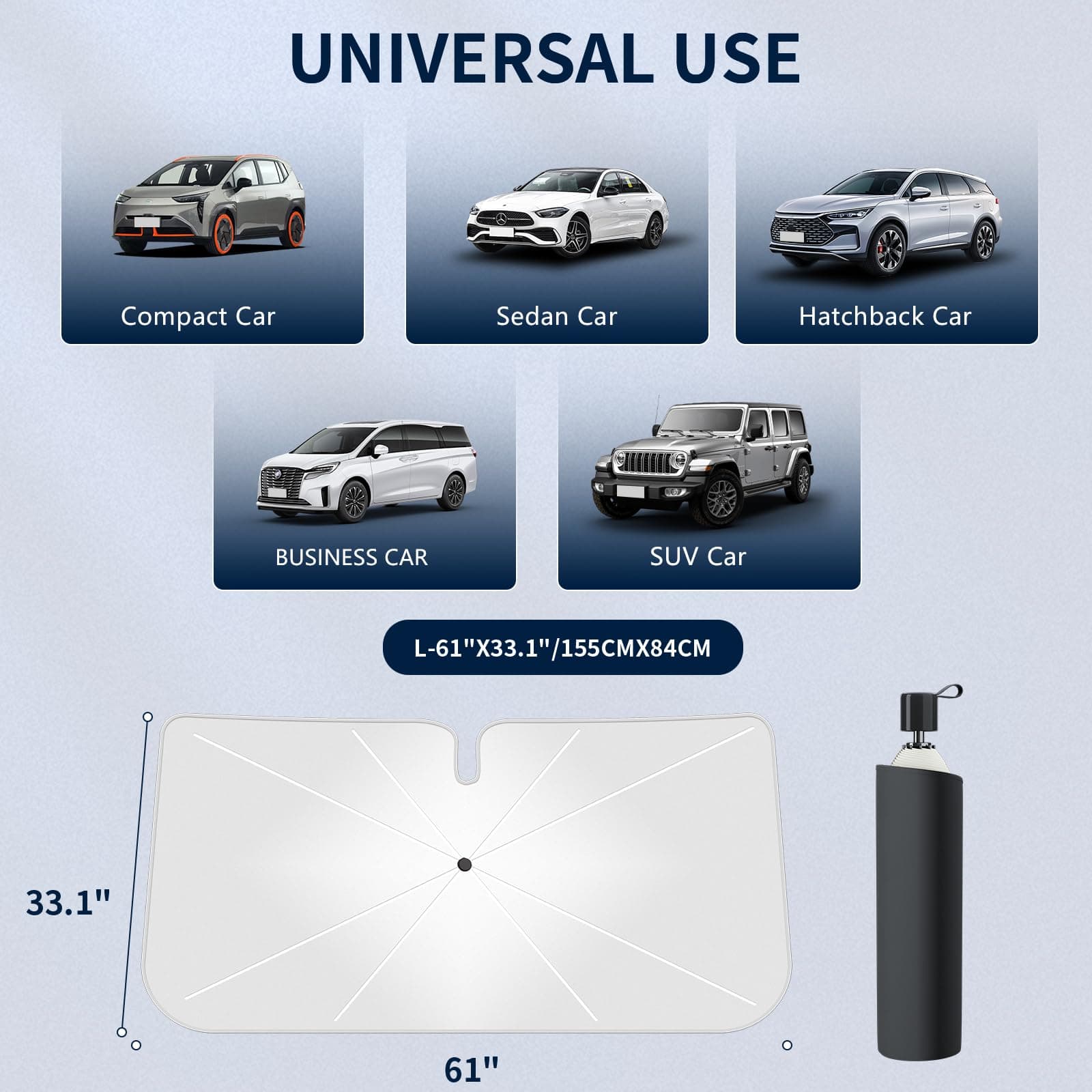 Parasol para parabrisas de coche Tecoom, paraguas plegable - Imagen 7