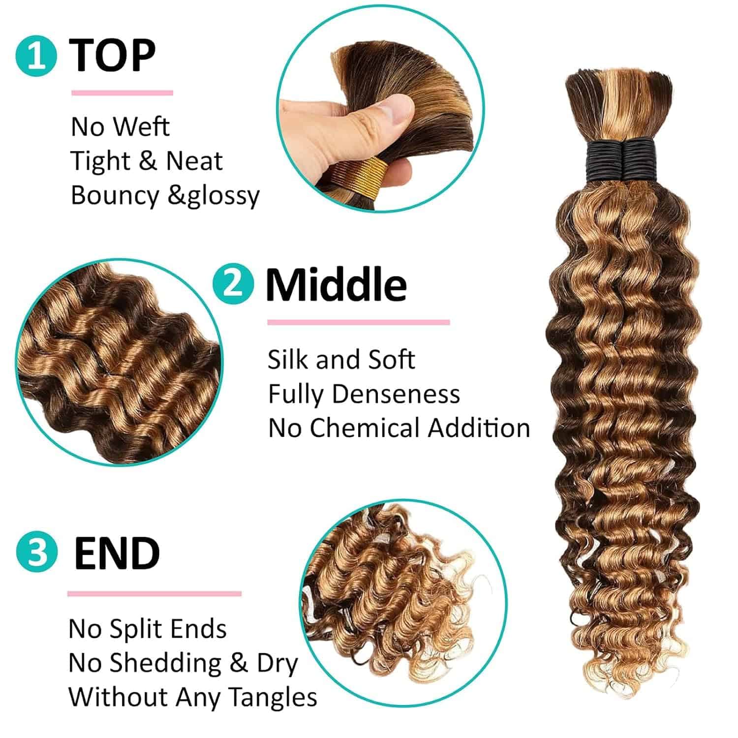 Cabello Bohemio para Trenzar 22 Pulgadas P4/27 Cabello - Imagen 3