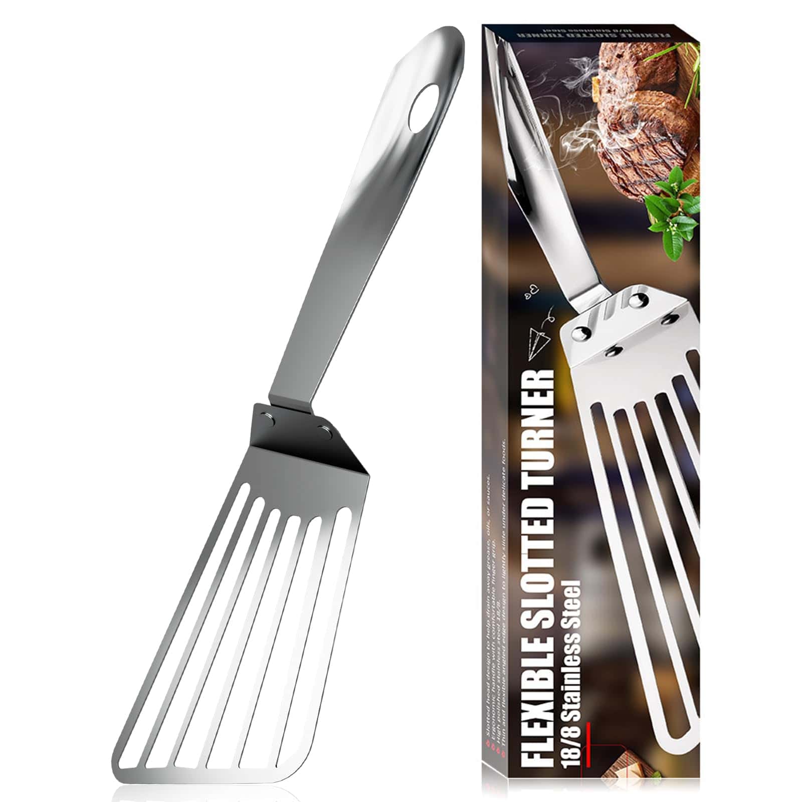 Espátula de pescado de acero inoxidable, girador de pescado