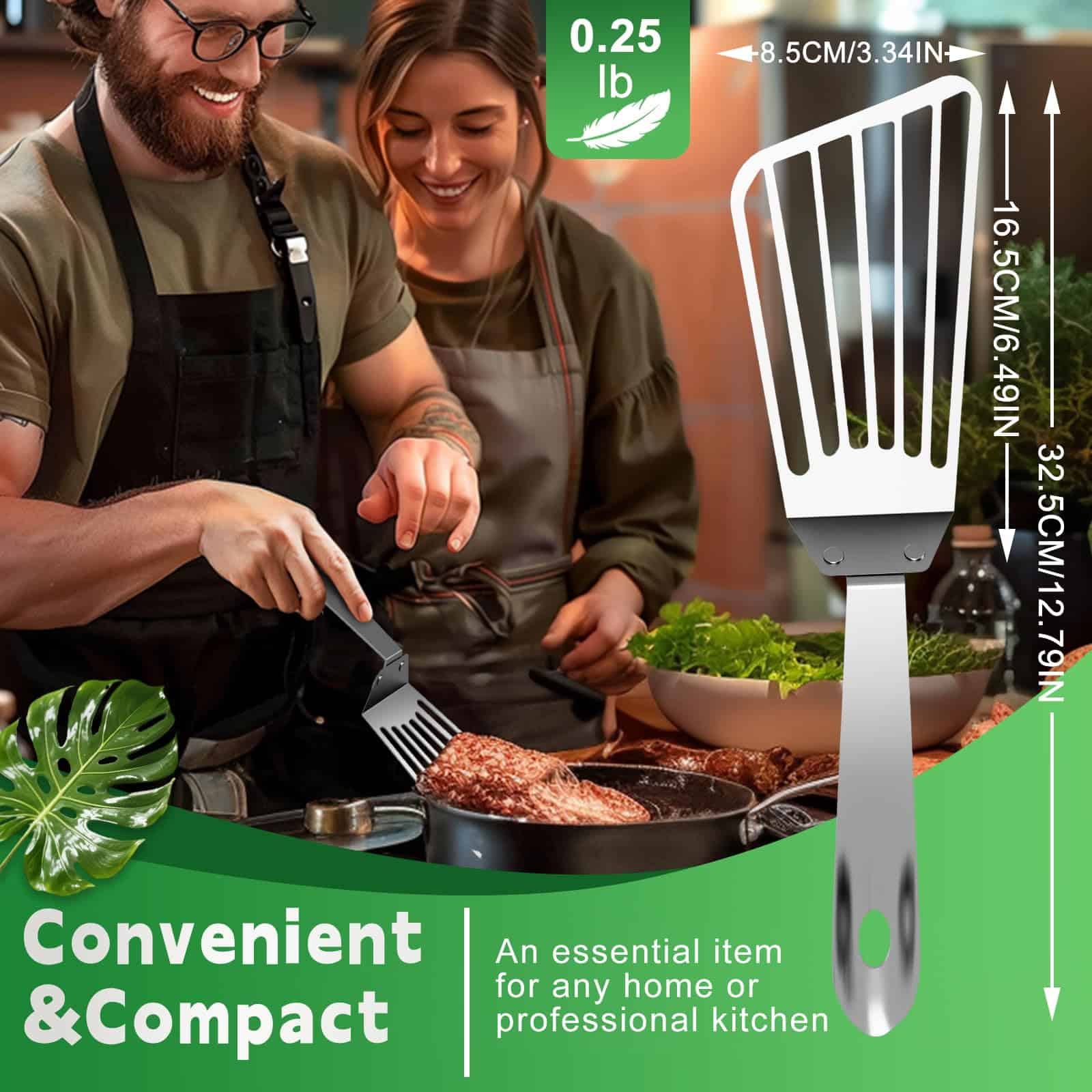 Espátula de pescado de acero inoxidable, girador de pescado - Imagen 6