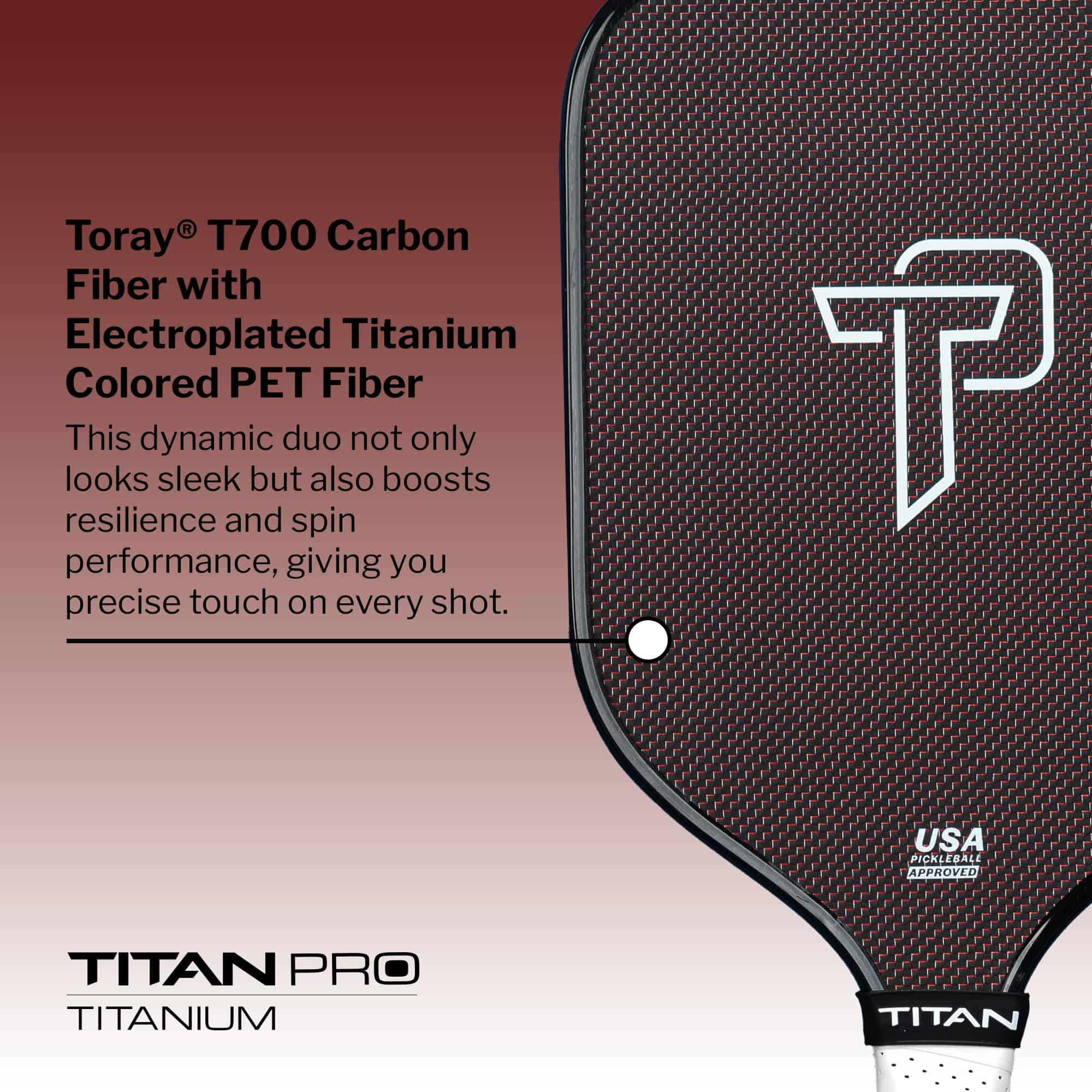 Pala de Pickleball Titan Pro Titanium 14L, Color Granate - Imagen 4