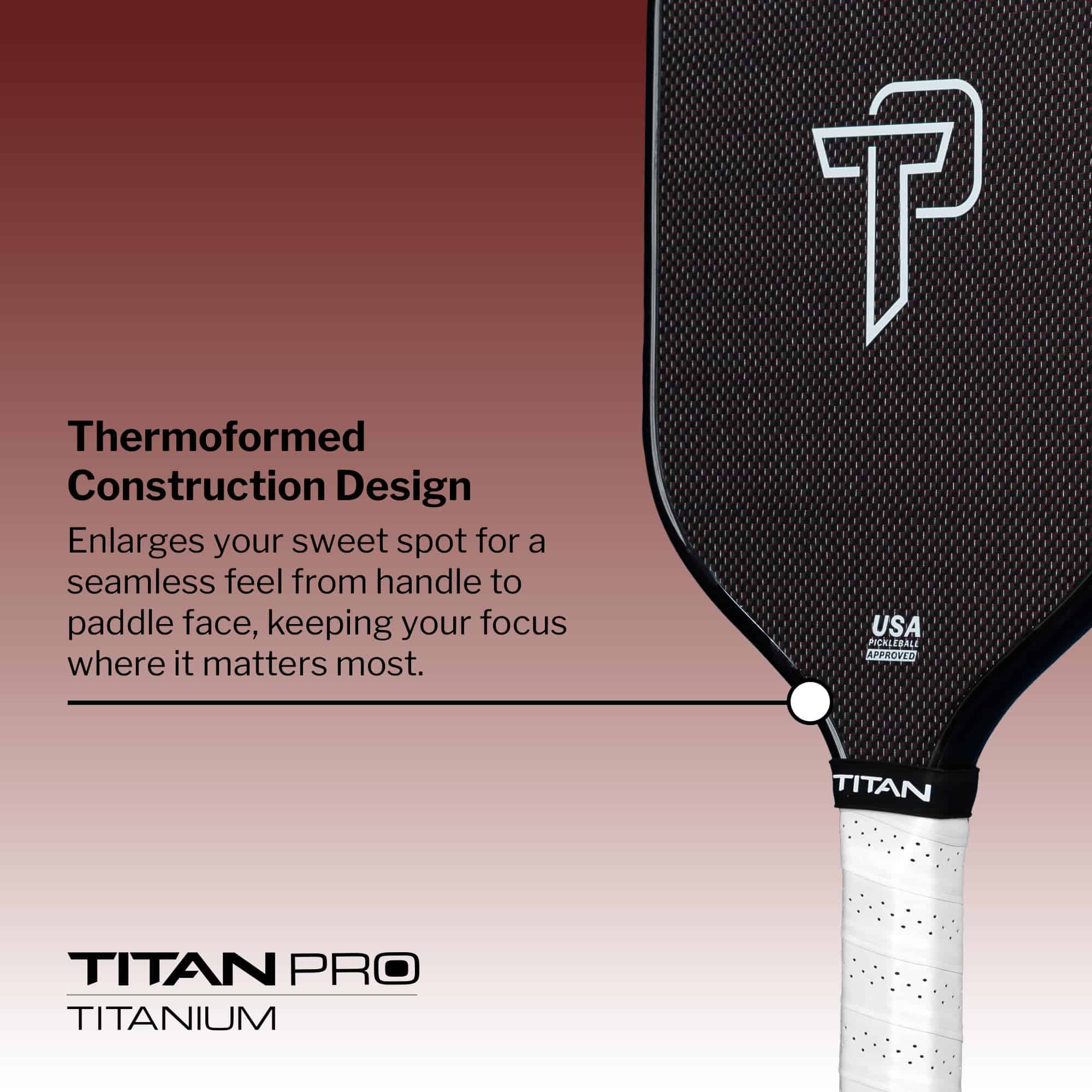 Pala de Pickleball Titan Pro Titanium 14L, Color Granate - Imagen 6