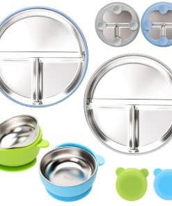 Juego de Platos y Tazones de Acero Inoxidable MISSLILI para