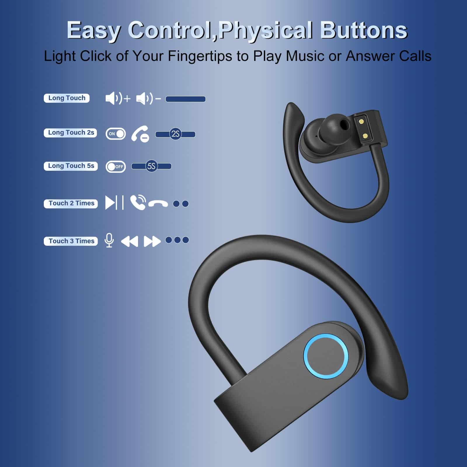 Auriculares inalámbricos, auriculares Bluetooth 32 horas de - Imagen 7