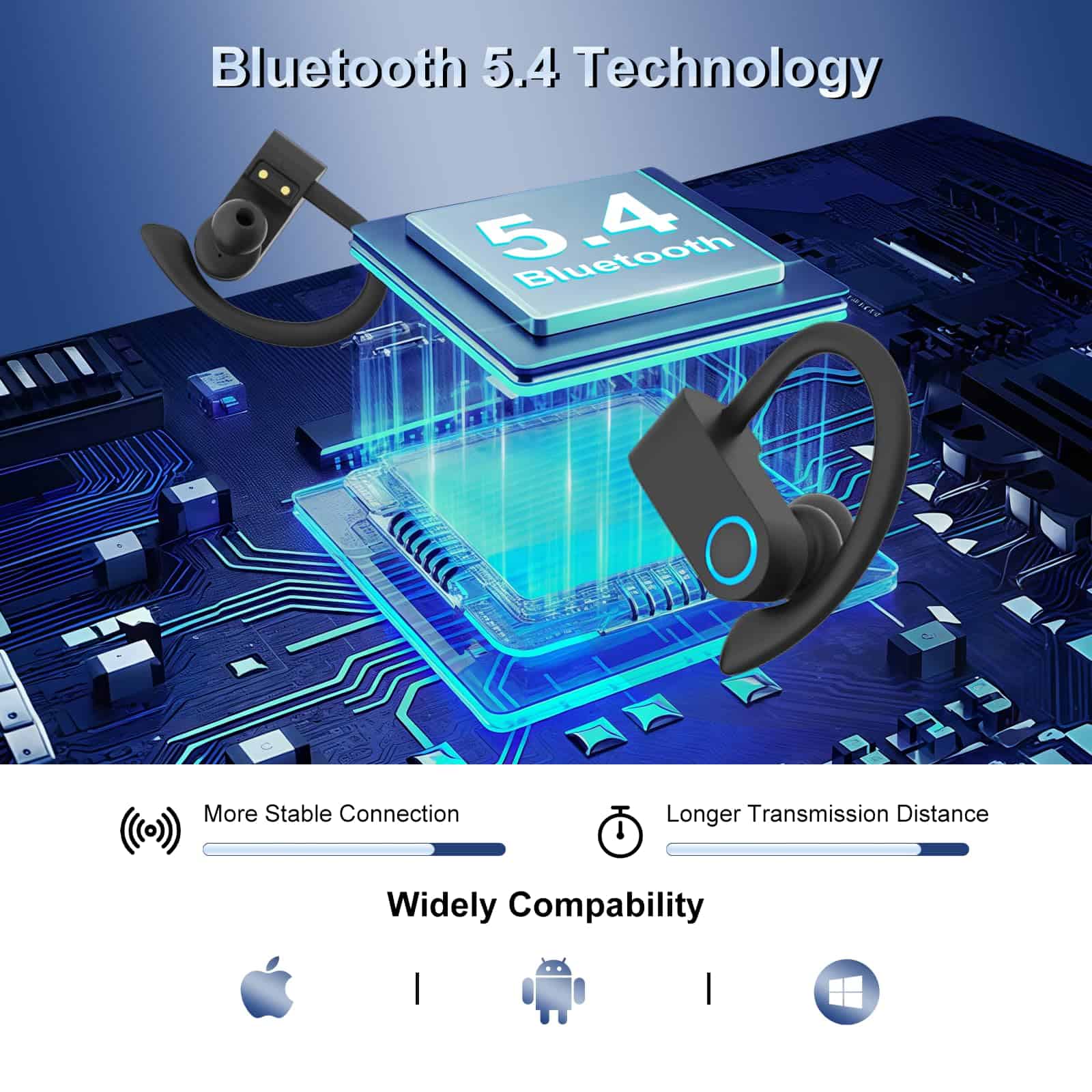 Auriculares inalámbricos, auriculares Bluetooth 32 horas de - Imagen 4