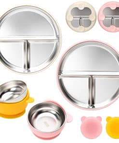 Set de Platos y Tazones de Acero Inoxidable MISSLILI para