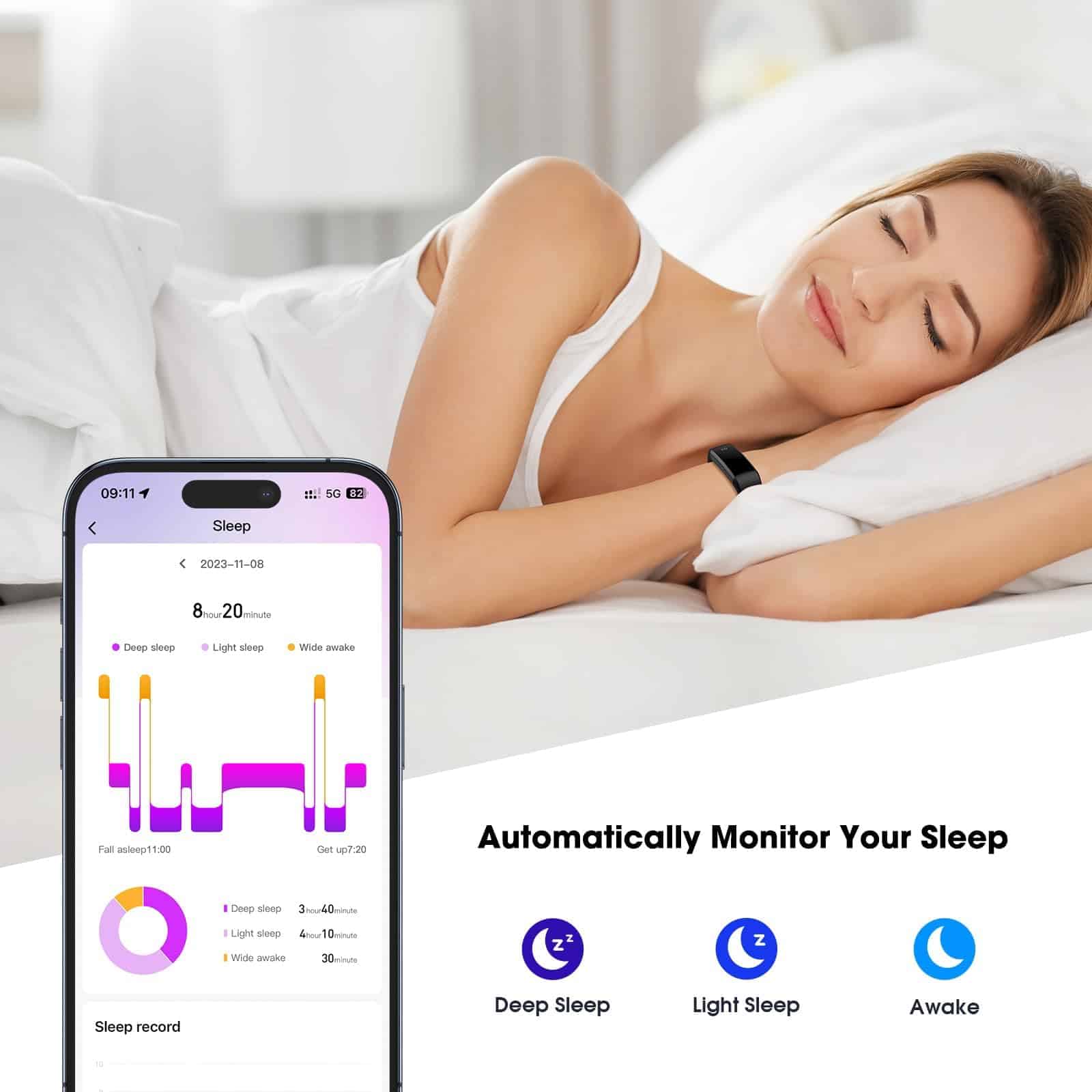 Rastreador de fitness EURANS con monitor de ritmo cardíaco, - Imagen 6