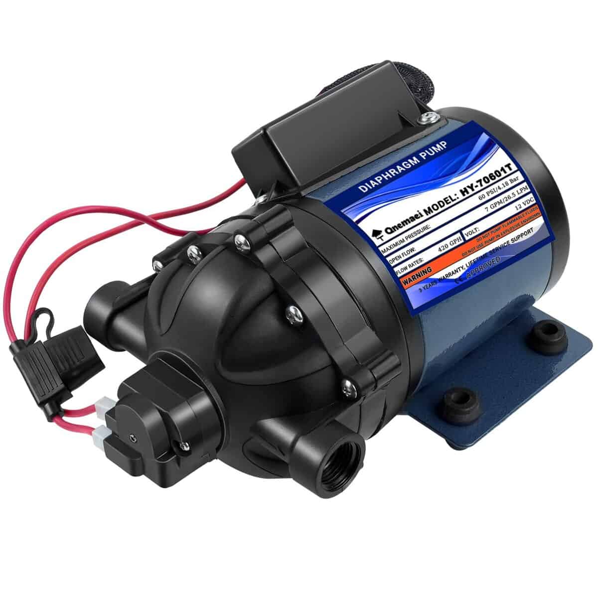 Bomba de agua para RV de 12V, 7GPM 60 PSI con 1/2" FNPT,