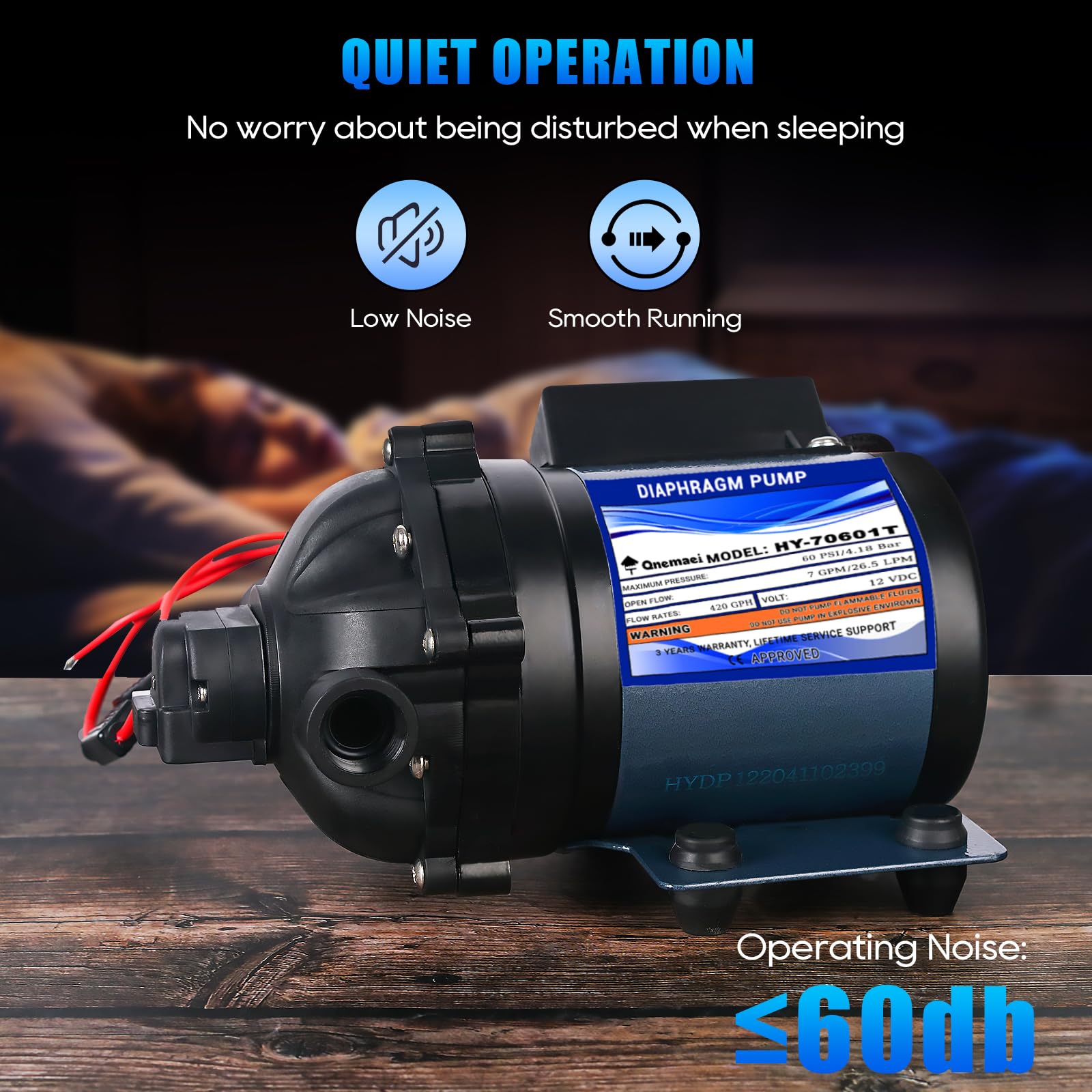 Bomba de agua para RV de 12V, 7GPM 60 PSI con 1/2" FNPT, - Imagen 7