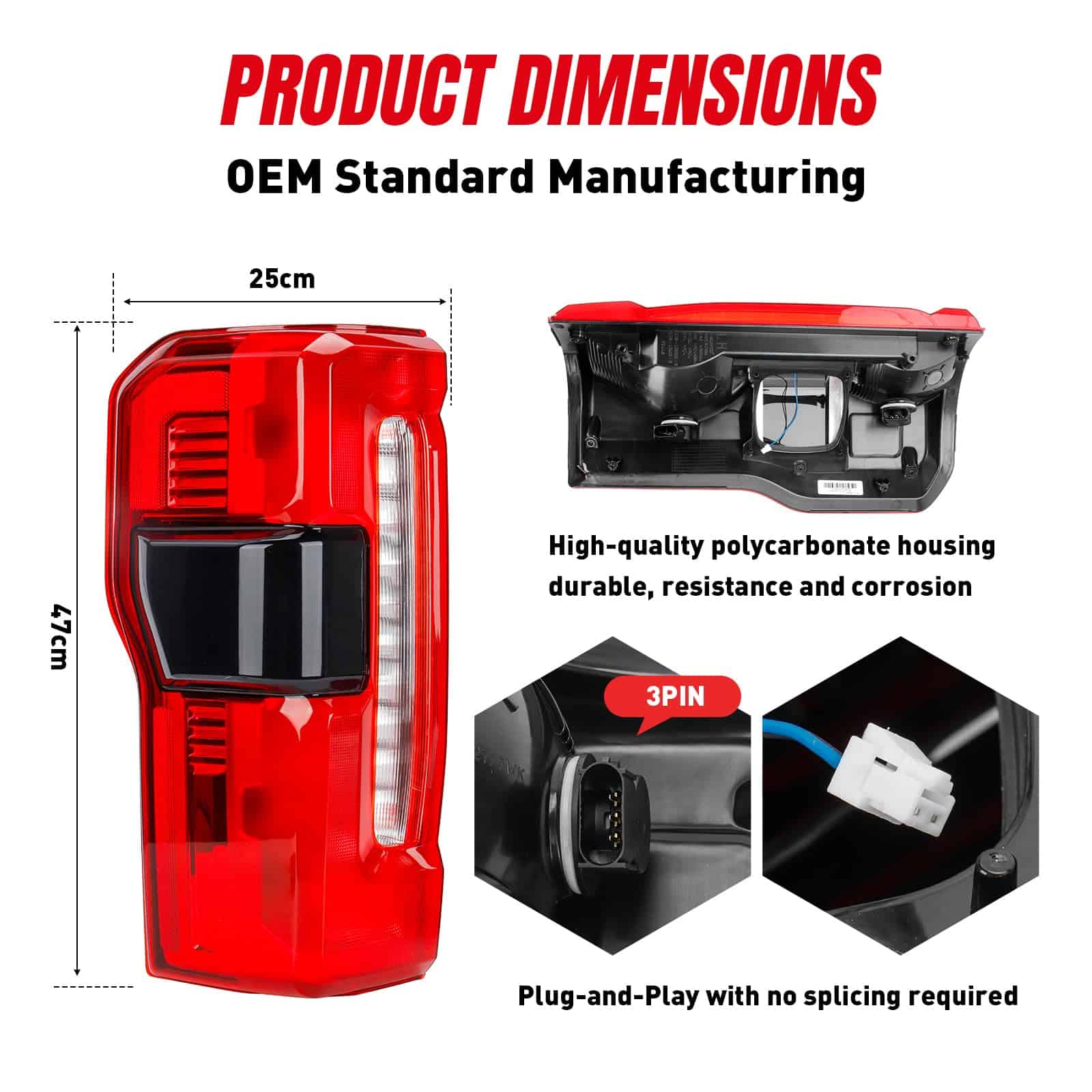 Yitrust PC3Z13405B Luz Trasera LED con Ángulo Muerto - Imagen 5