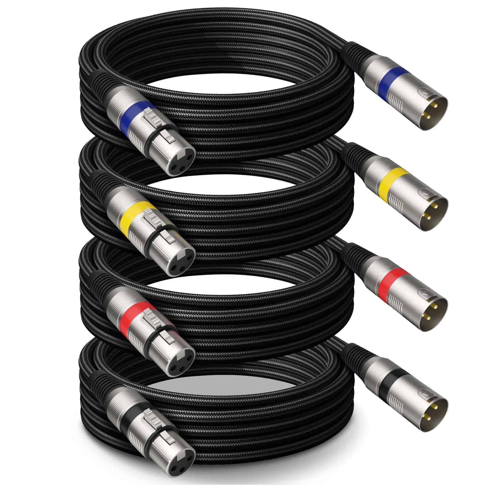 Heams Professional 4 Pack 10FT XLR Cables, Cable de