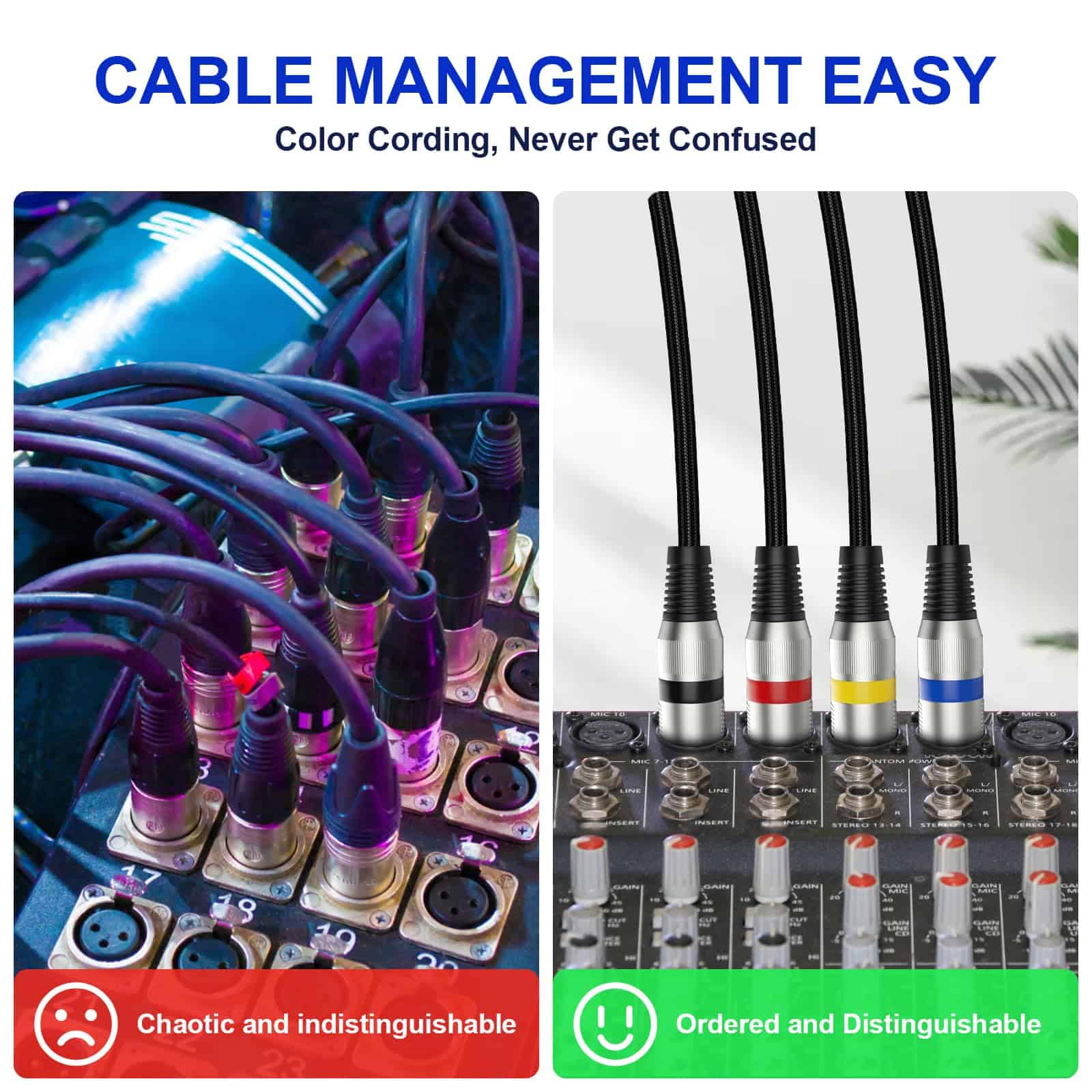 Heams Professional 4 Pack 10FT XLR Cables, Cable de - Imagen 5