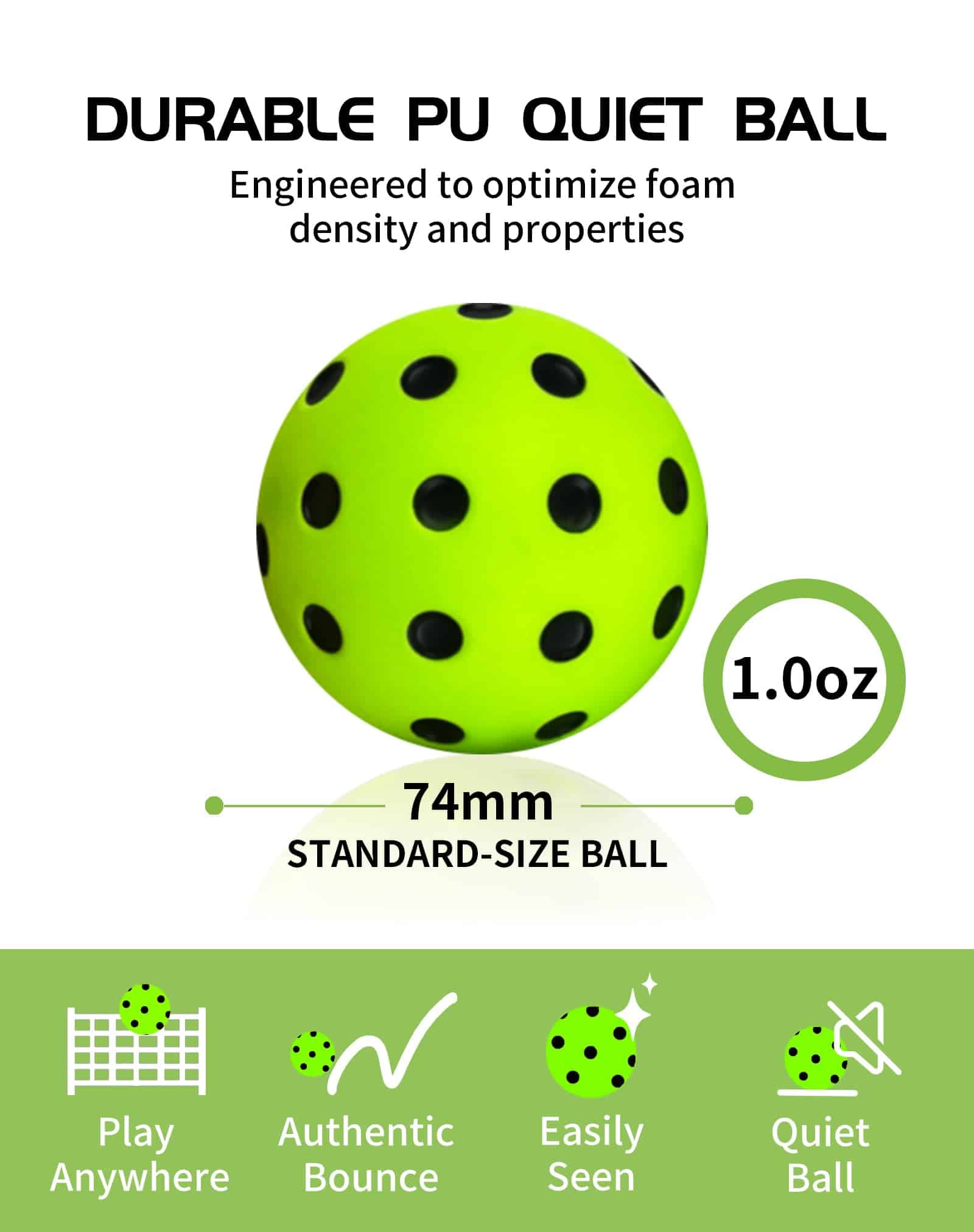 Paquete de 12 Pelotas de Pickleball de Espuma Tarutaru - - Imagen 3
