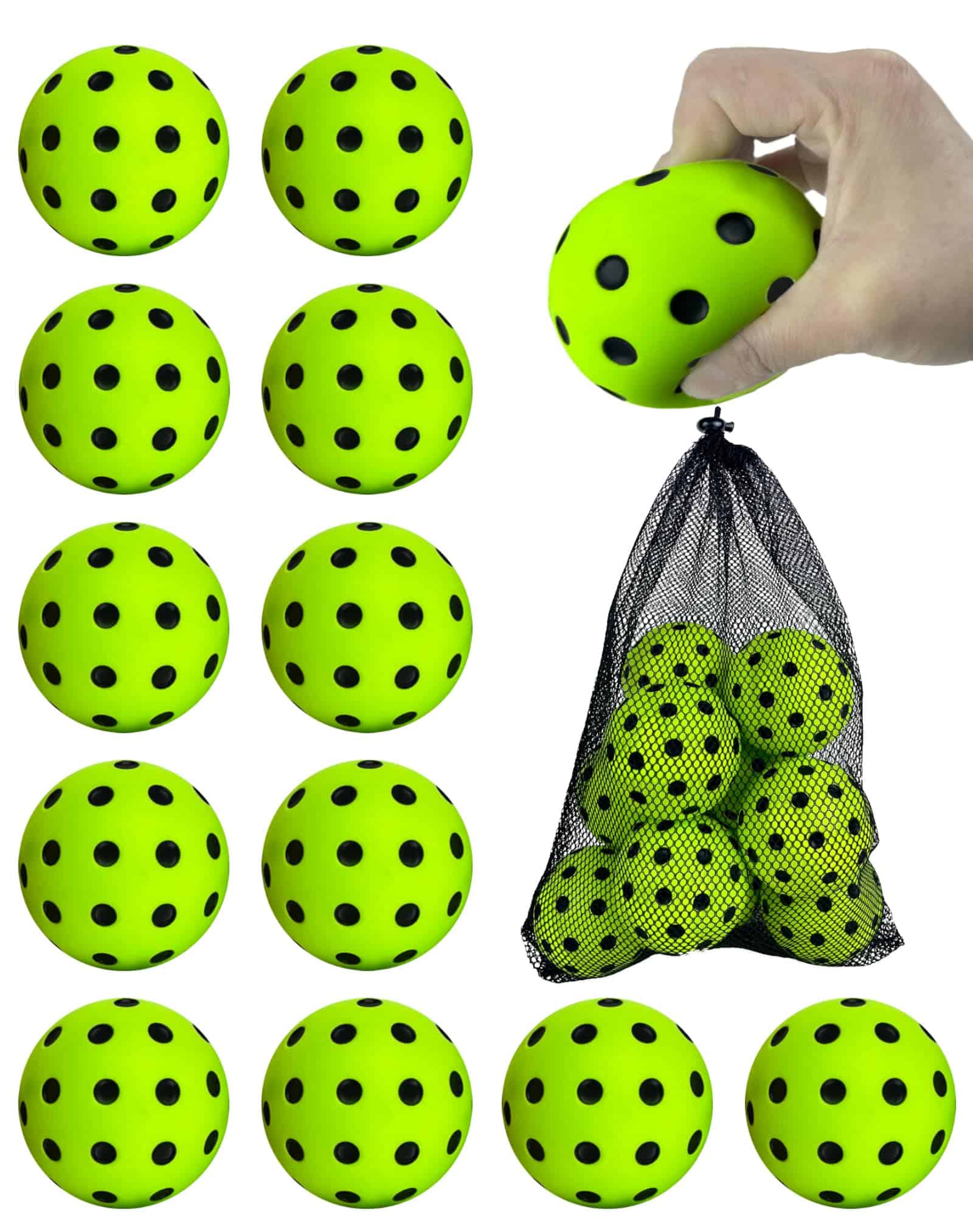 Paquete de 12 Pelotas de Pickleball de Espuma Tarutaru -