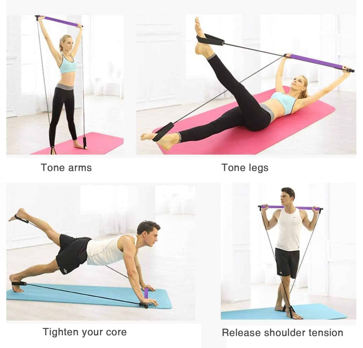 Kit de Barra de Pilates con Bandas de -Multicolor - Imagen 4