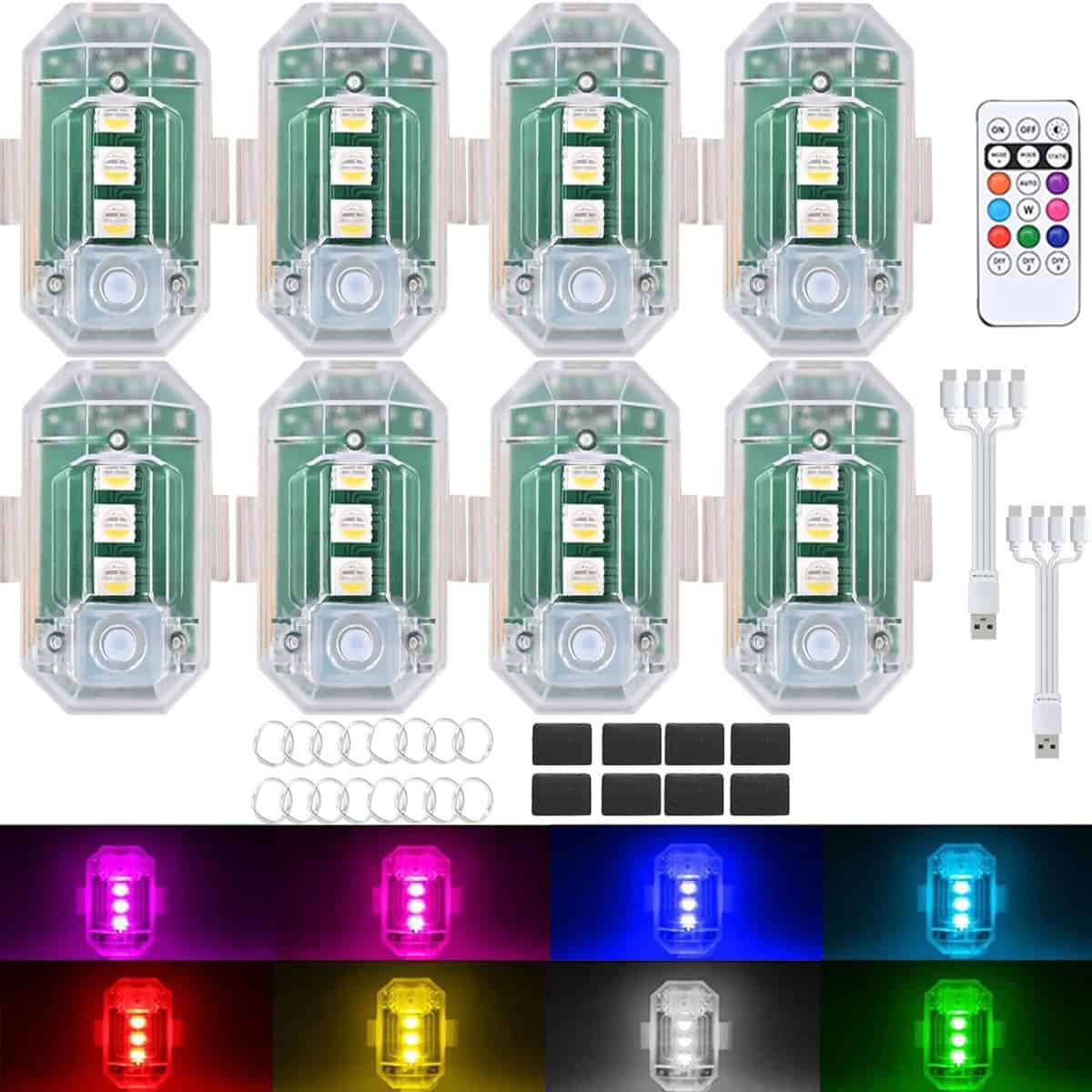 8PCS Luces Estroboscópicas LED Inalámbricas con Control