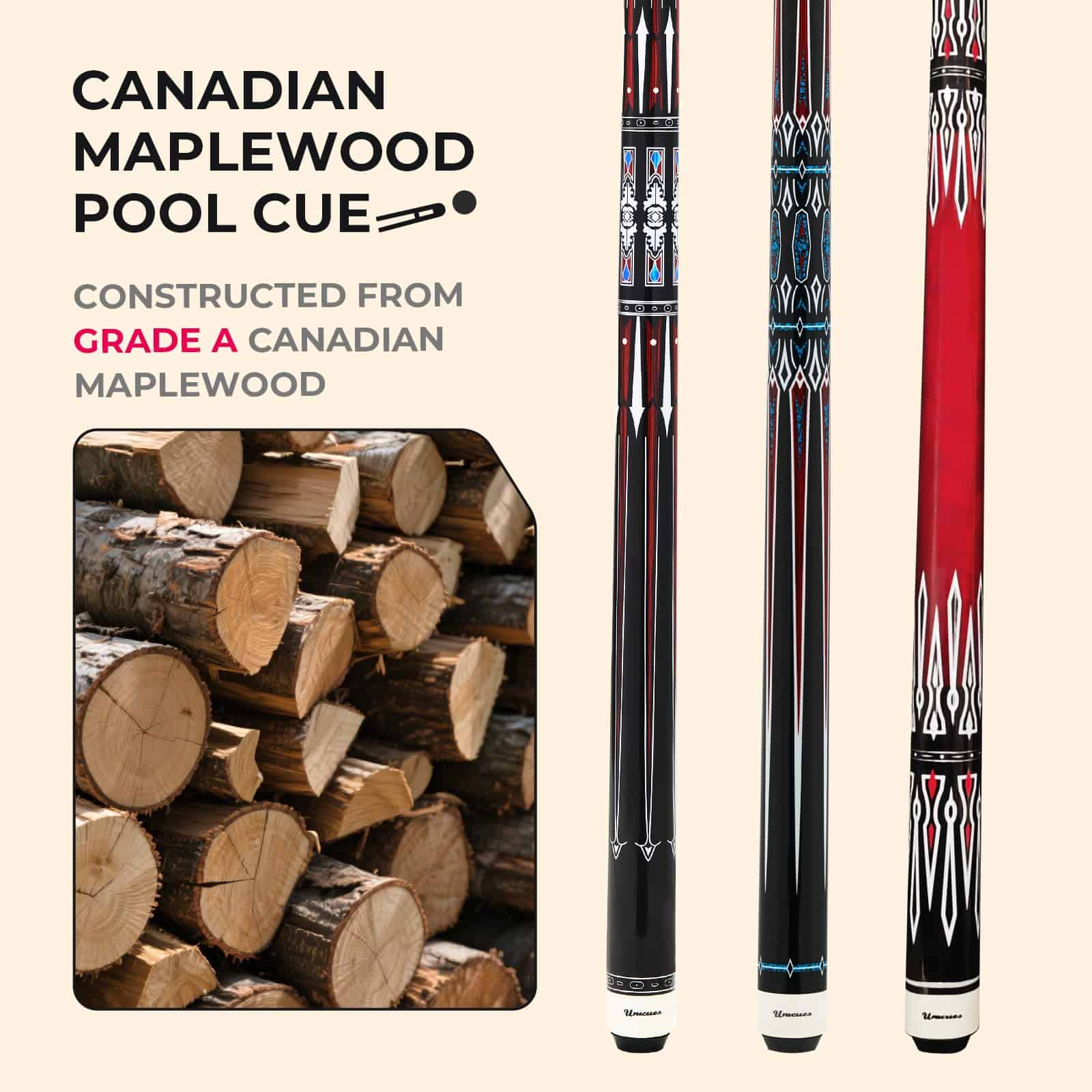 Unicues Palo de Billar Premium de Arce con Estuche, Palo de - Imagen 3