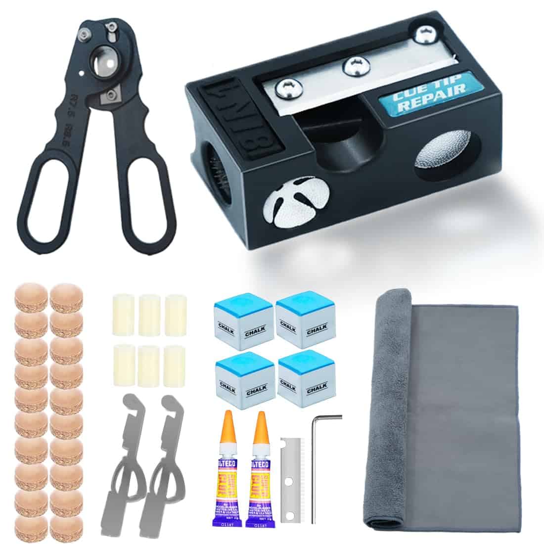 OMTRS 38PCS Kit de Reparación de Puntas de Taco de Billar,