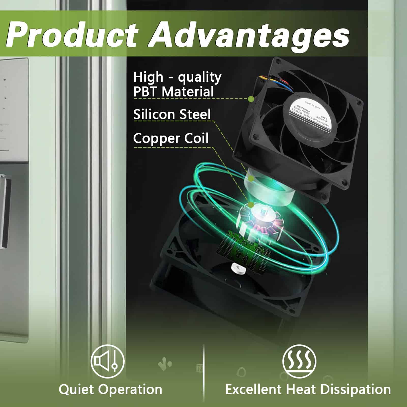 RUHUALIFE Motor del ventilador evaporador de refrigerador - Imagen 3