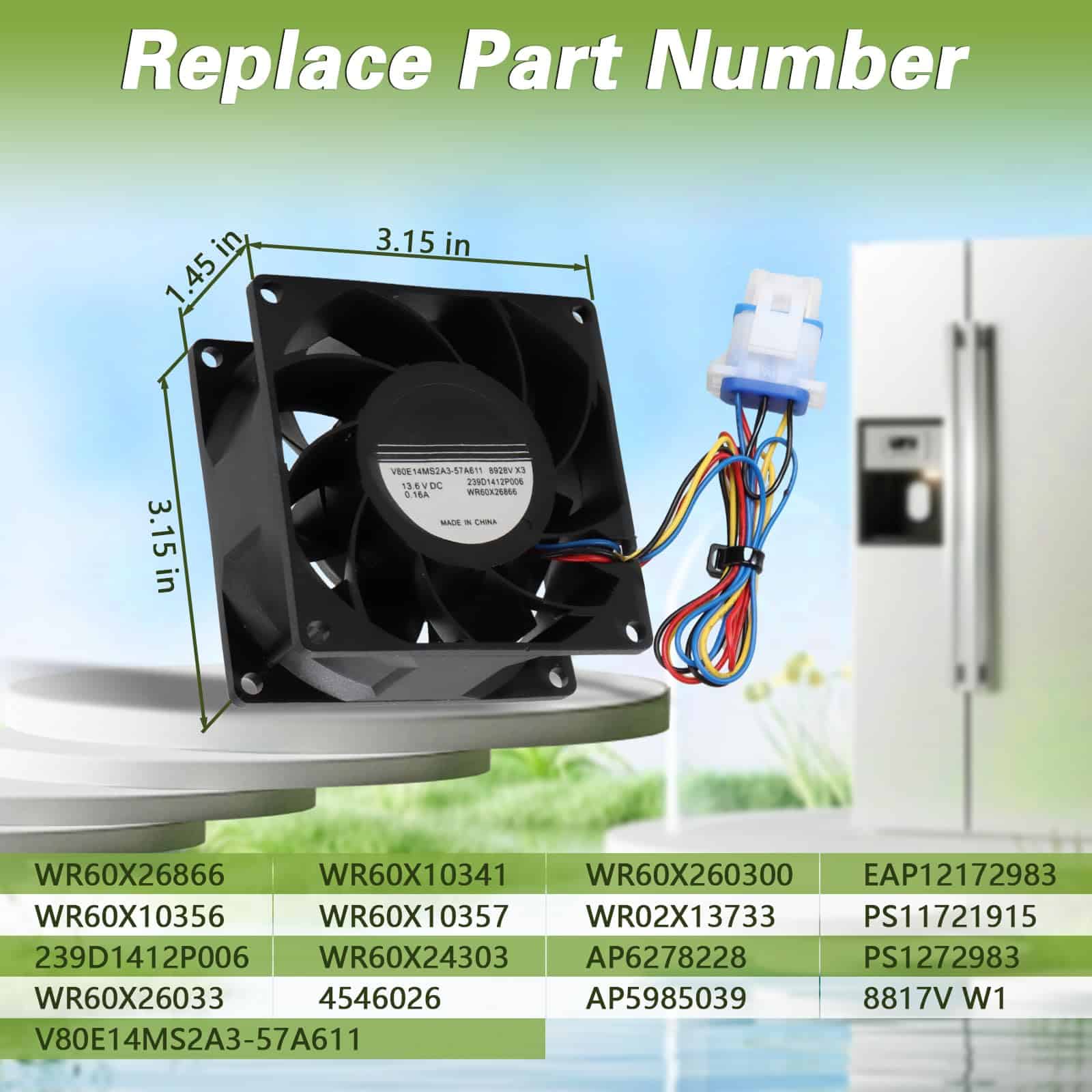 RUHUALIFE Motor del ventilador evaporador de refrigerador - Imagen 6