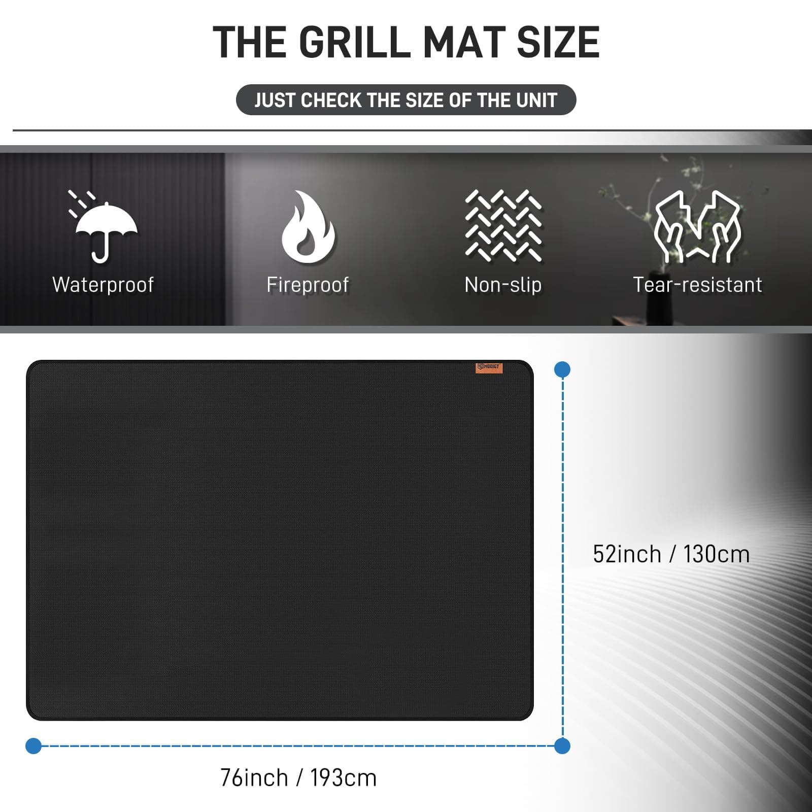 Tapete para parrilla al aire libre de 76"�52", Doble Cara a - Imagen 3