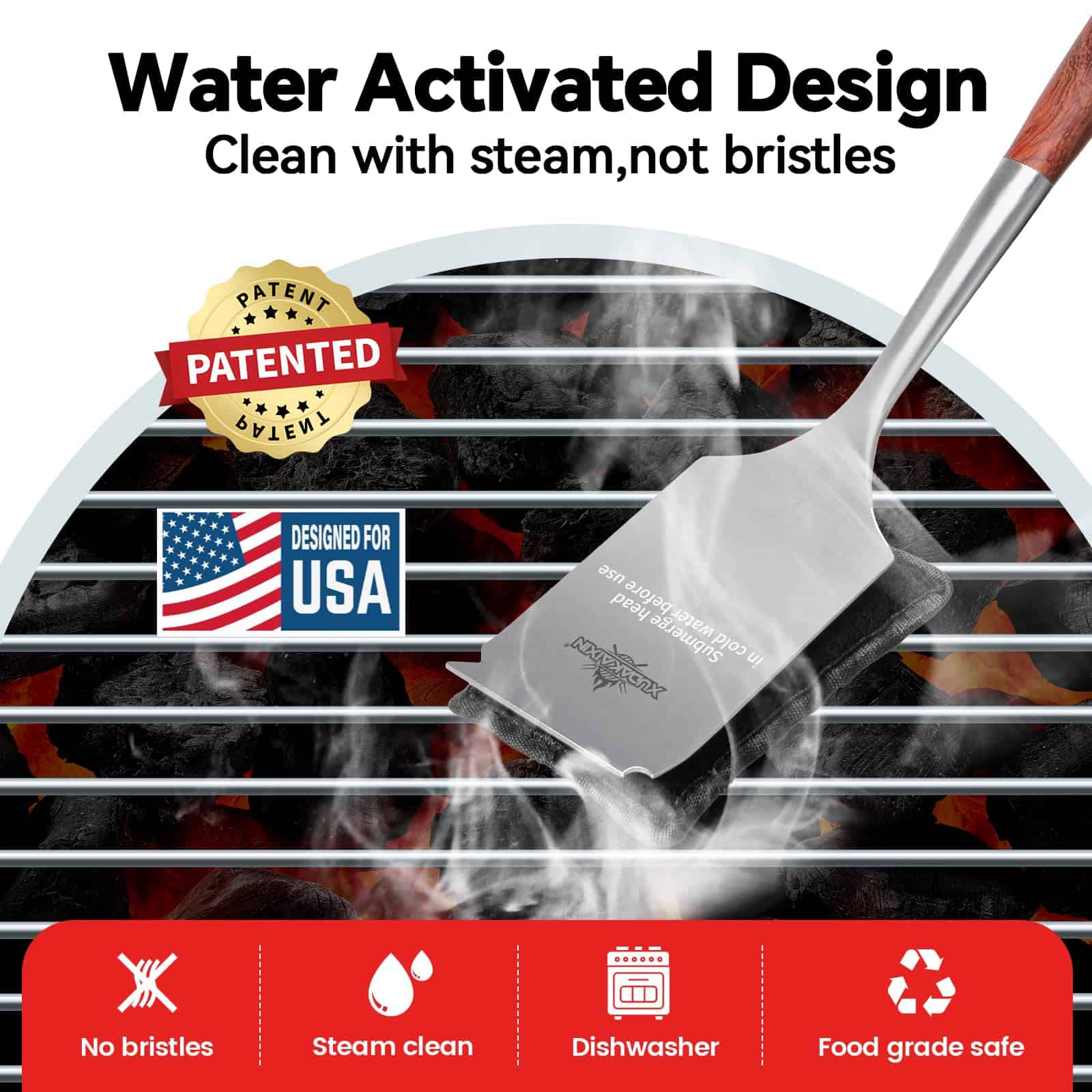 Cepillo de limpieza para parrilla sin cerdas de XUDAKAIXIN, - Imagen 3