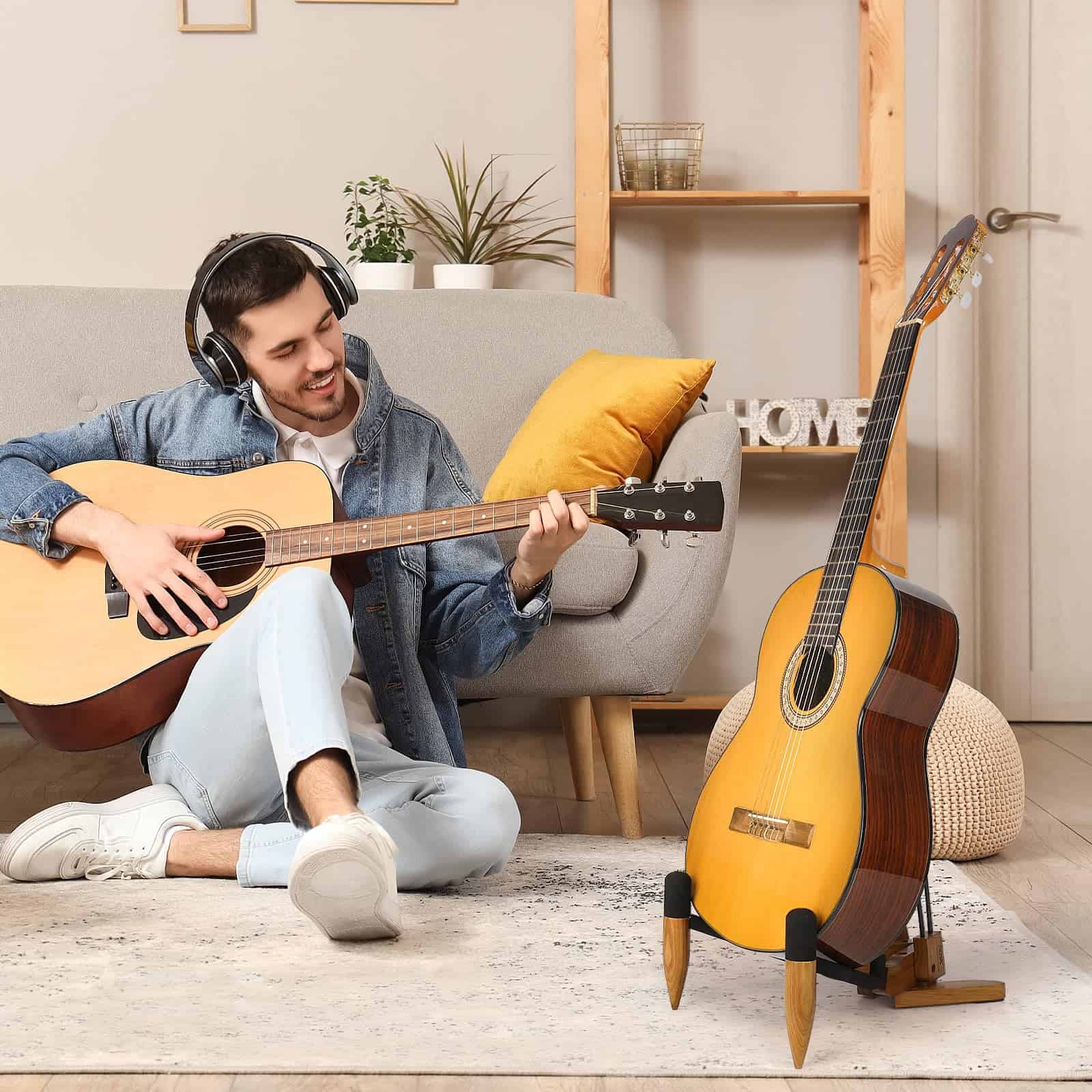 Soporte de Guitarra de Suelo para Guitarra Acústica y - Imagen 8