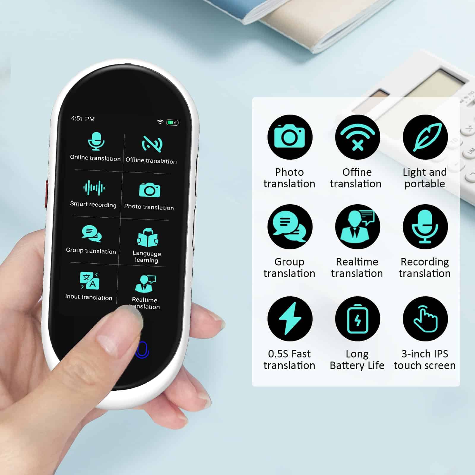 Dispositivo Traductor de Idiomas, Traductor -Blanco - Imagen 3