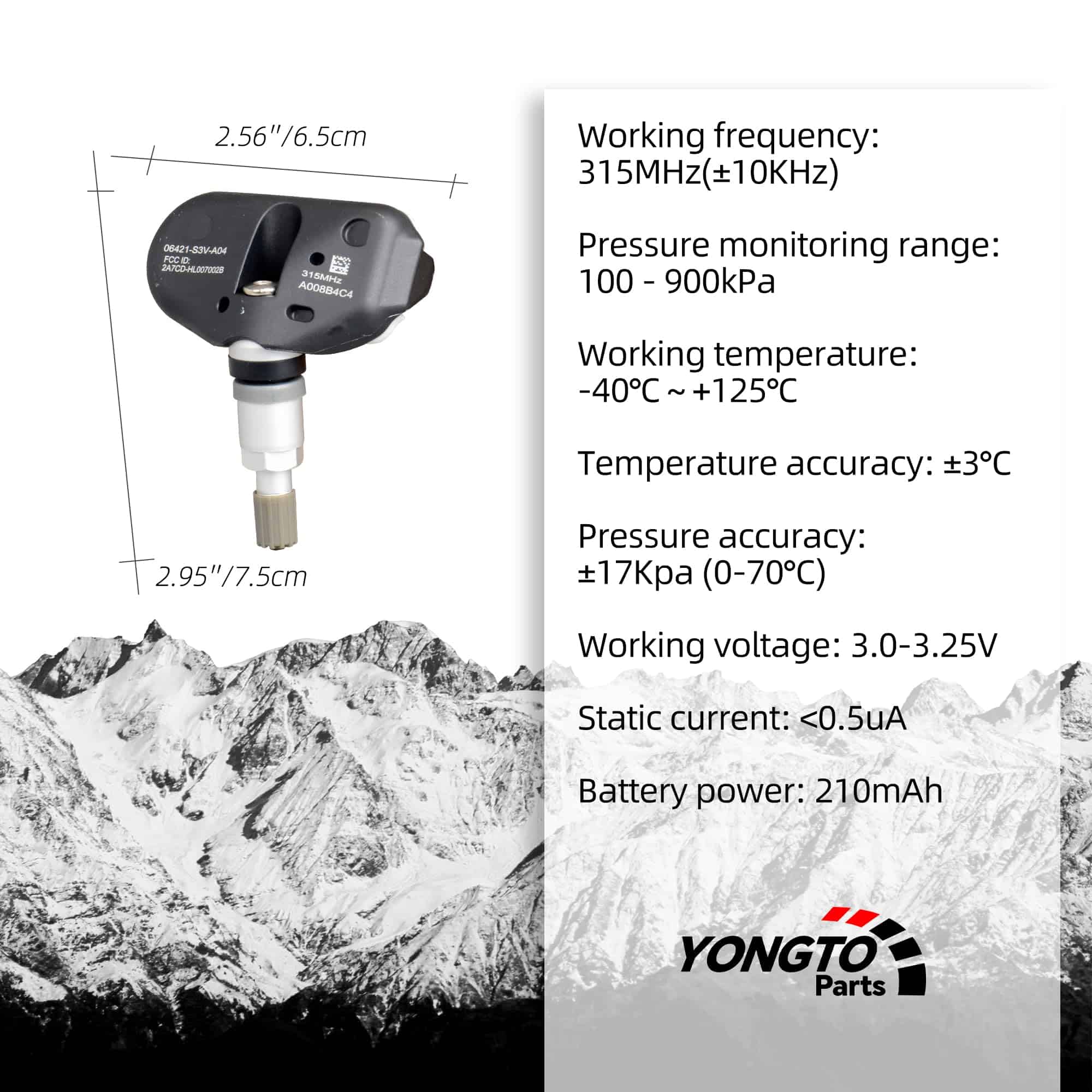 Sensor TPMS Yongtoparts 315MHz Compatible con Acura TL - Imagen 4