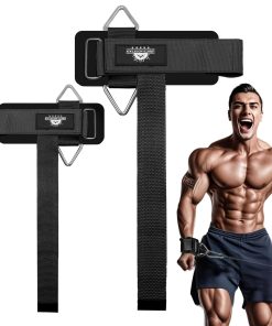 Puños de muñeca para levantamiento de pesas -Negro