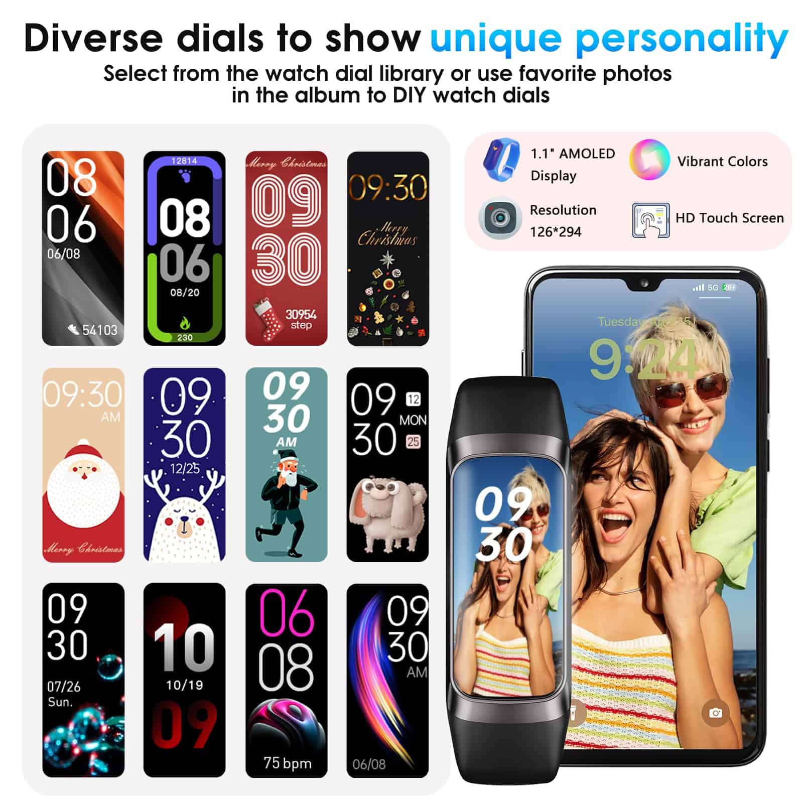 Rastreador de Fitness, Monitor de Ritmo Cardíaco 24/7 - Imagen 7