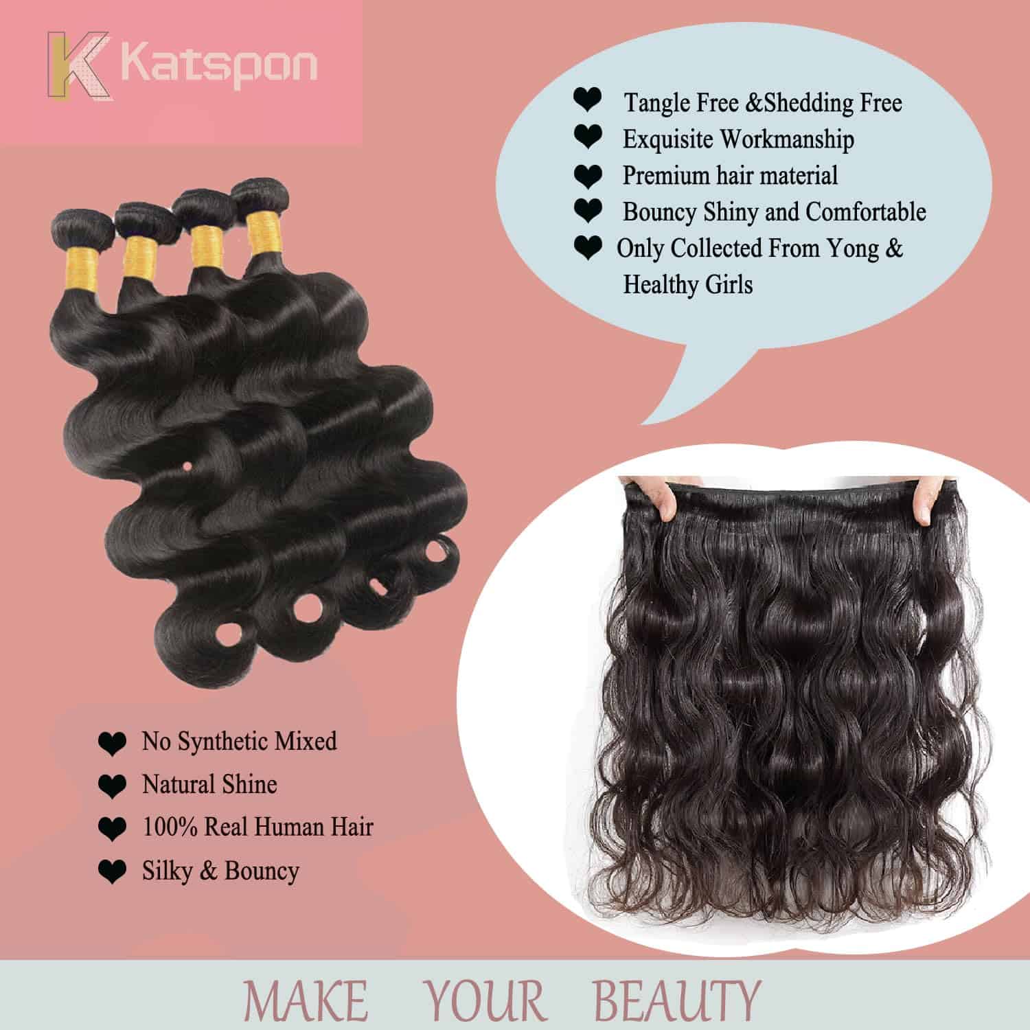 12A Paquetes de Cabello Humano Onda del Cuerpo, Un Paquete - Imagen 3