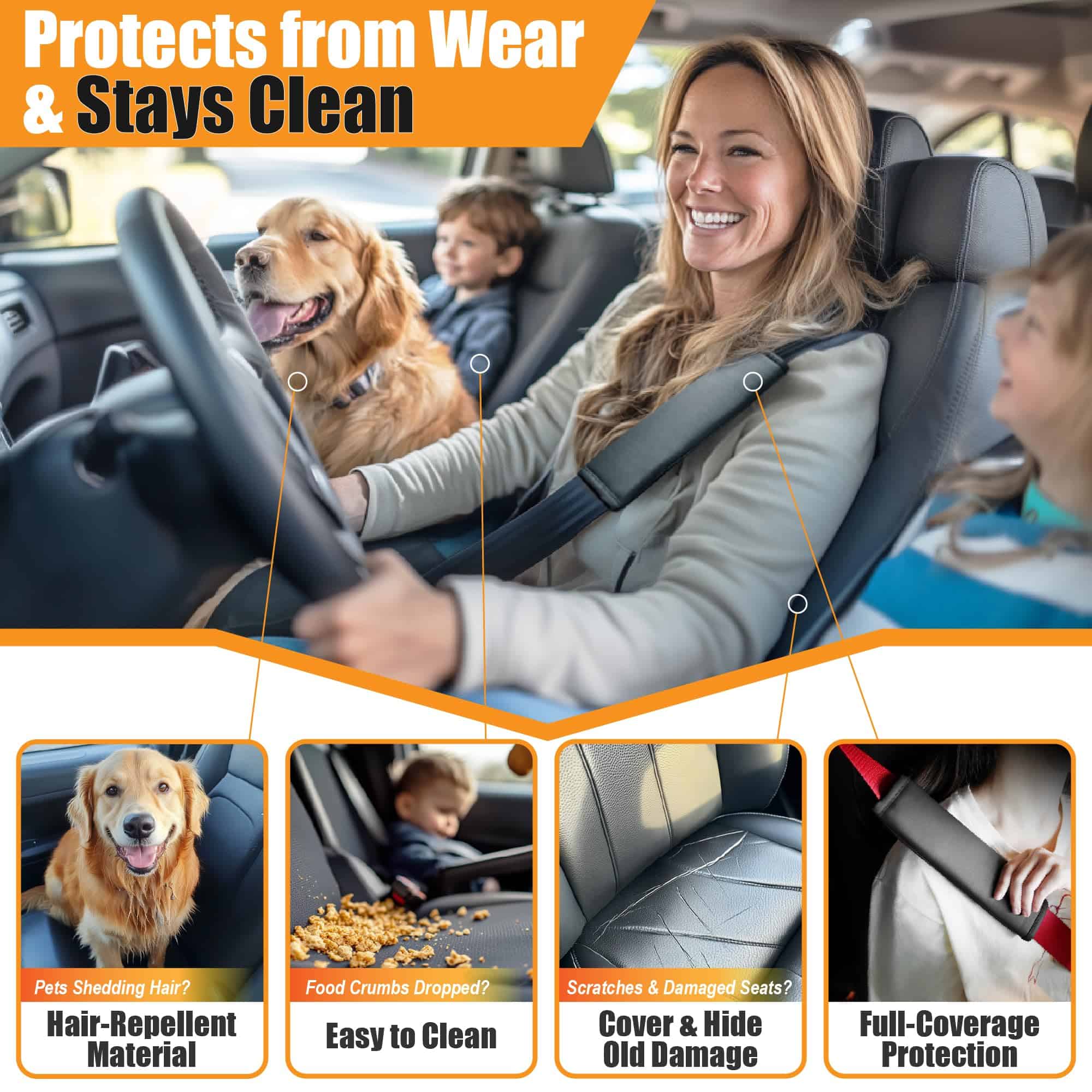 Cubiertas de Asiento de Coche de Cuero de Espuma de Memoria - Imagen 3