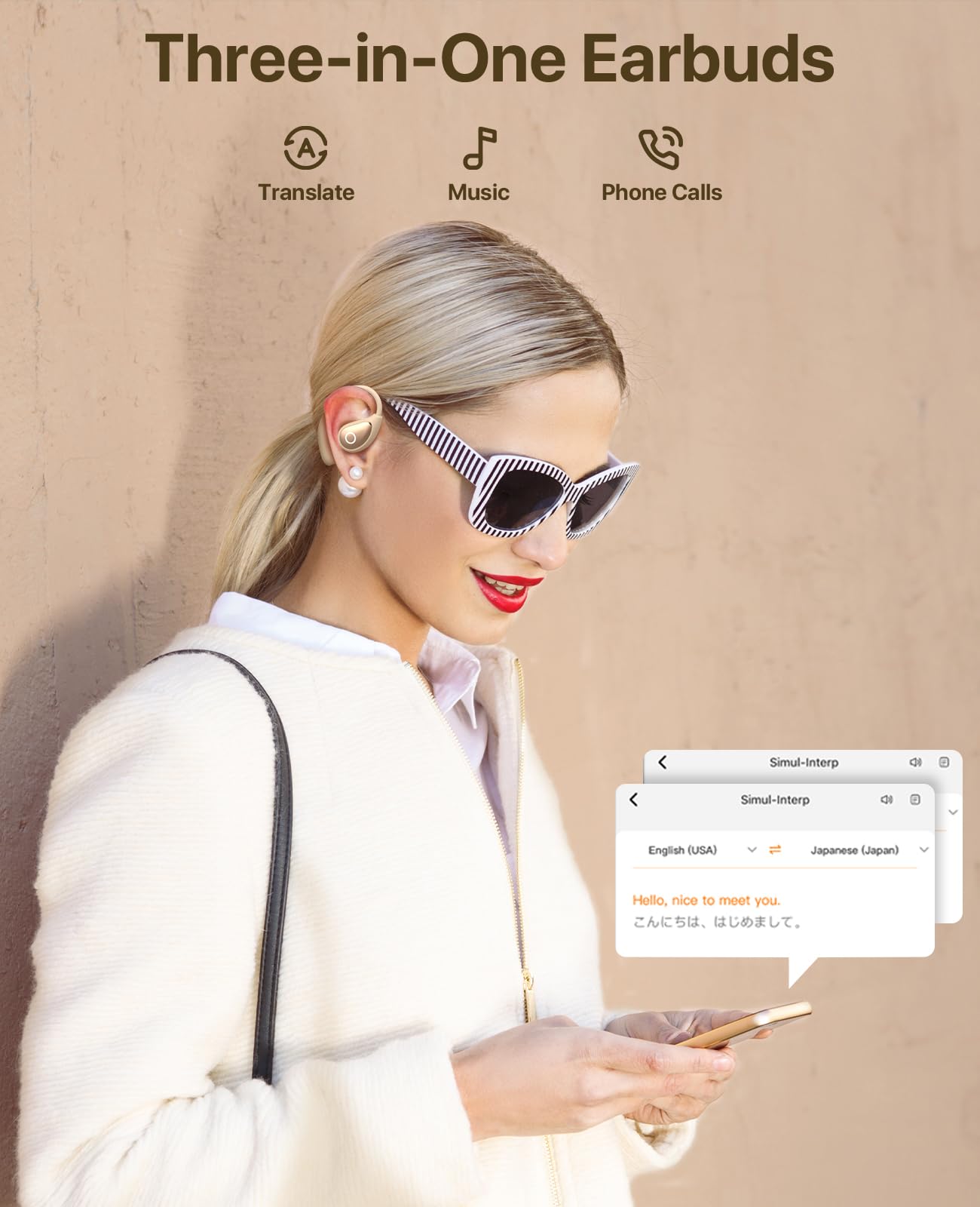 Audífonos Traductores ZYDIIE AI en Tiempo -Blanco Perla - Imagen 7