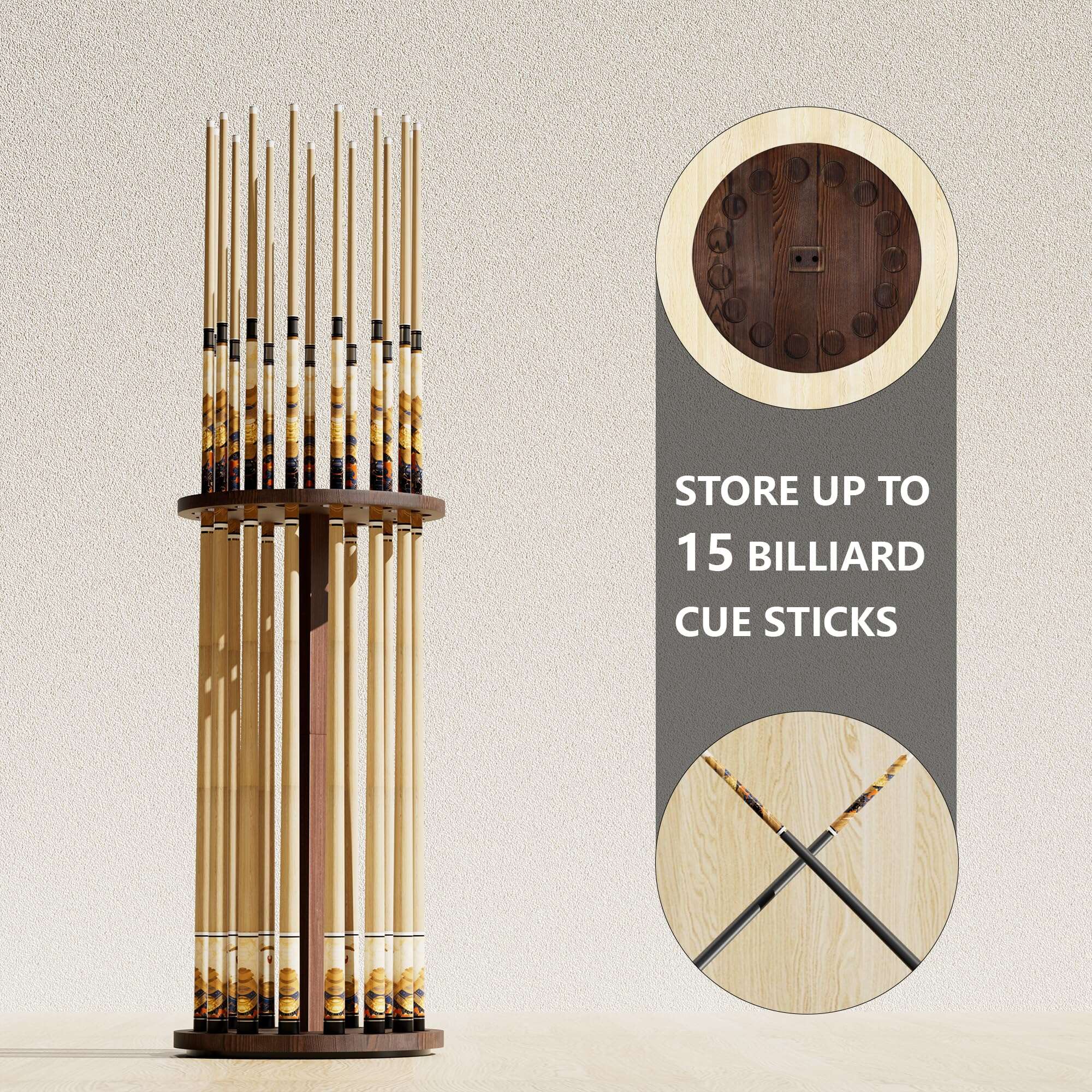 Lnmuzm Soporte de Palo de Billar Giratorio 360 Grados - - Imagen 3