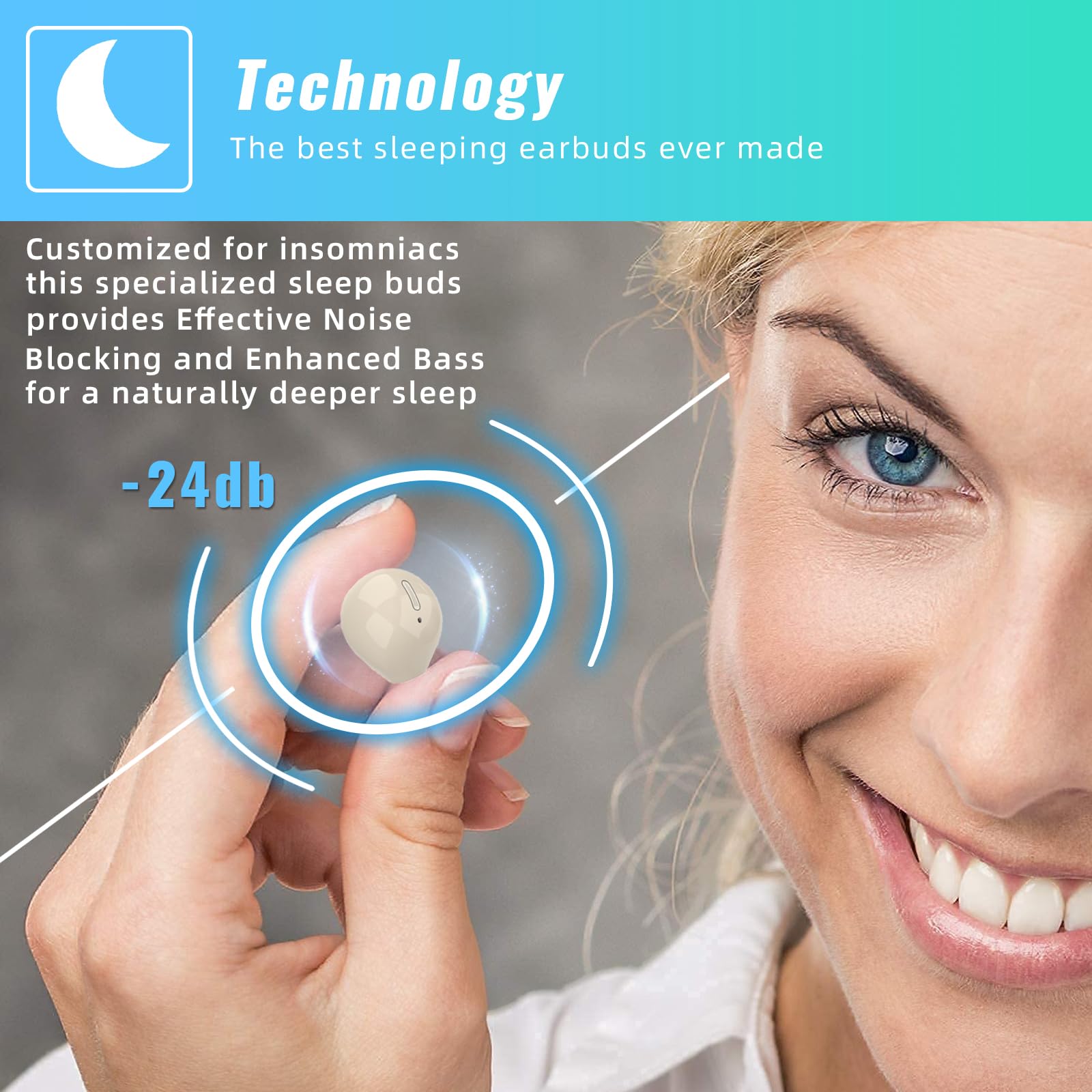 Yonblow Sleep Earbuds para Side Sleepers Bluetooth 5.3 - Imagen 4