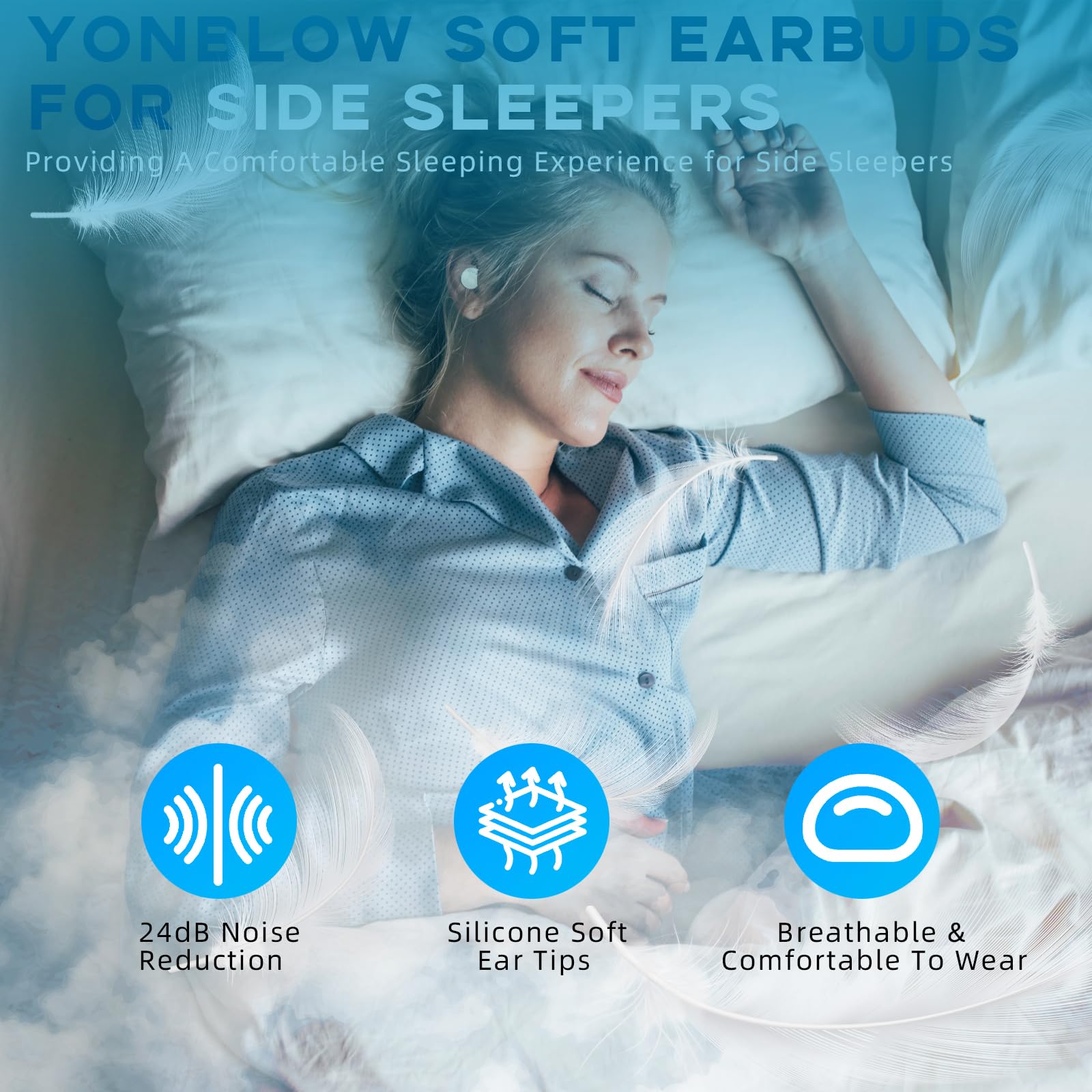 Yonblow Sleep Earbuds para Side Sleepers Bluetooth 5.3 - Imagen 3