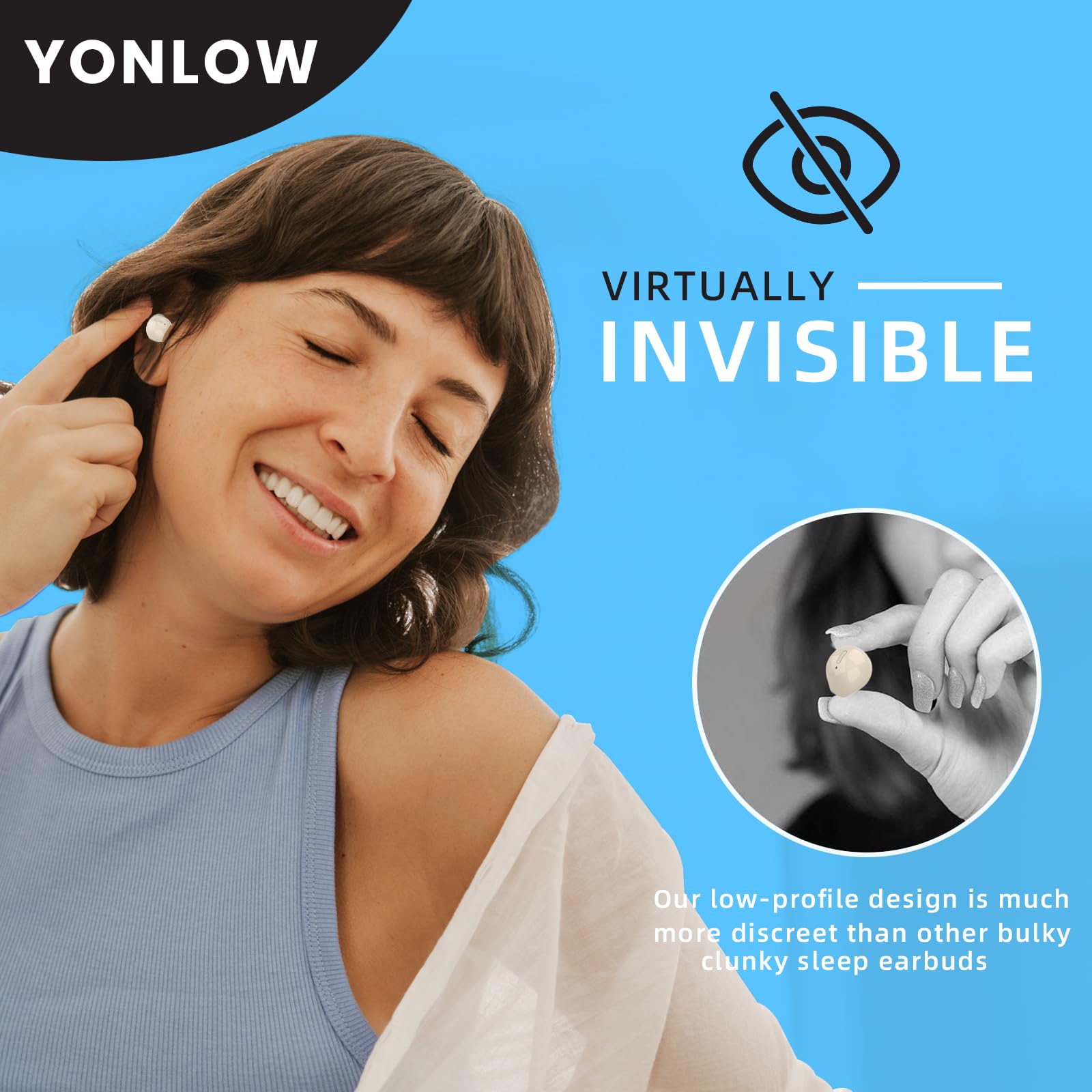 Yonblow Sleep Earbuds para Side Sleepers Bluetooth 5.3 - Imagen 6