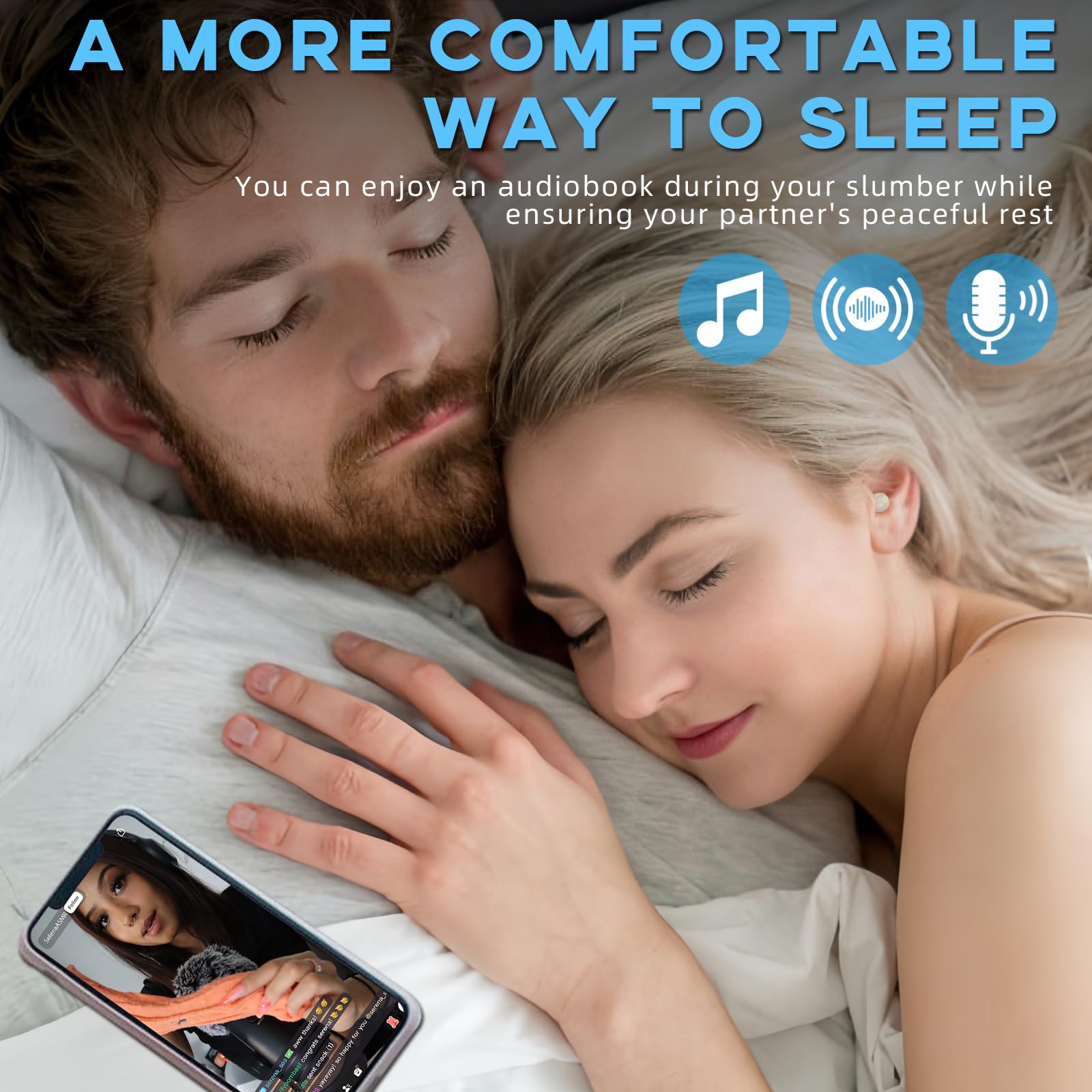 Yonblow Sleep Earbuds para Side Sleepers Bluetooth 5.3 - Imagen 5