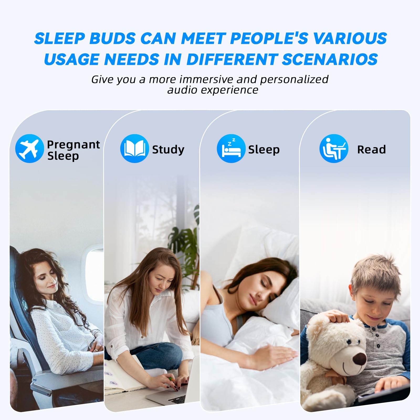 Yonblow Sleep Earbuds para Side Sleepers Bluetooth 5.3 - Imagen 8