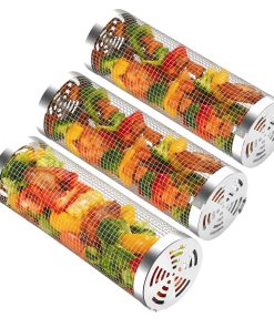 3pcs Rolling Grill Baskets, Grill Veggie Basket, BBQ