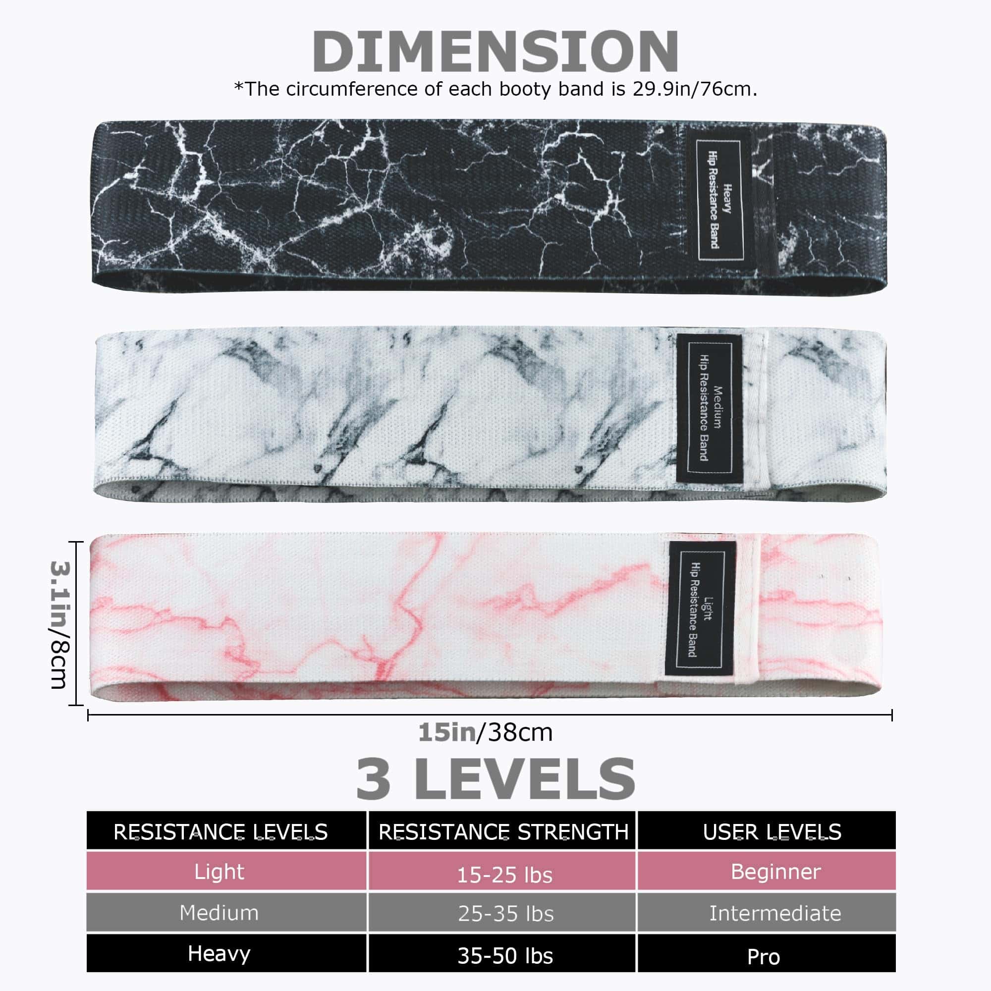 Bandas de cadera KRIXAM, 3 niveles de resistencia, Bandas - Imagen 3