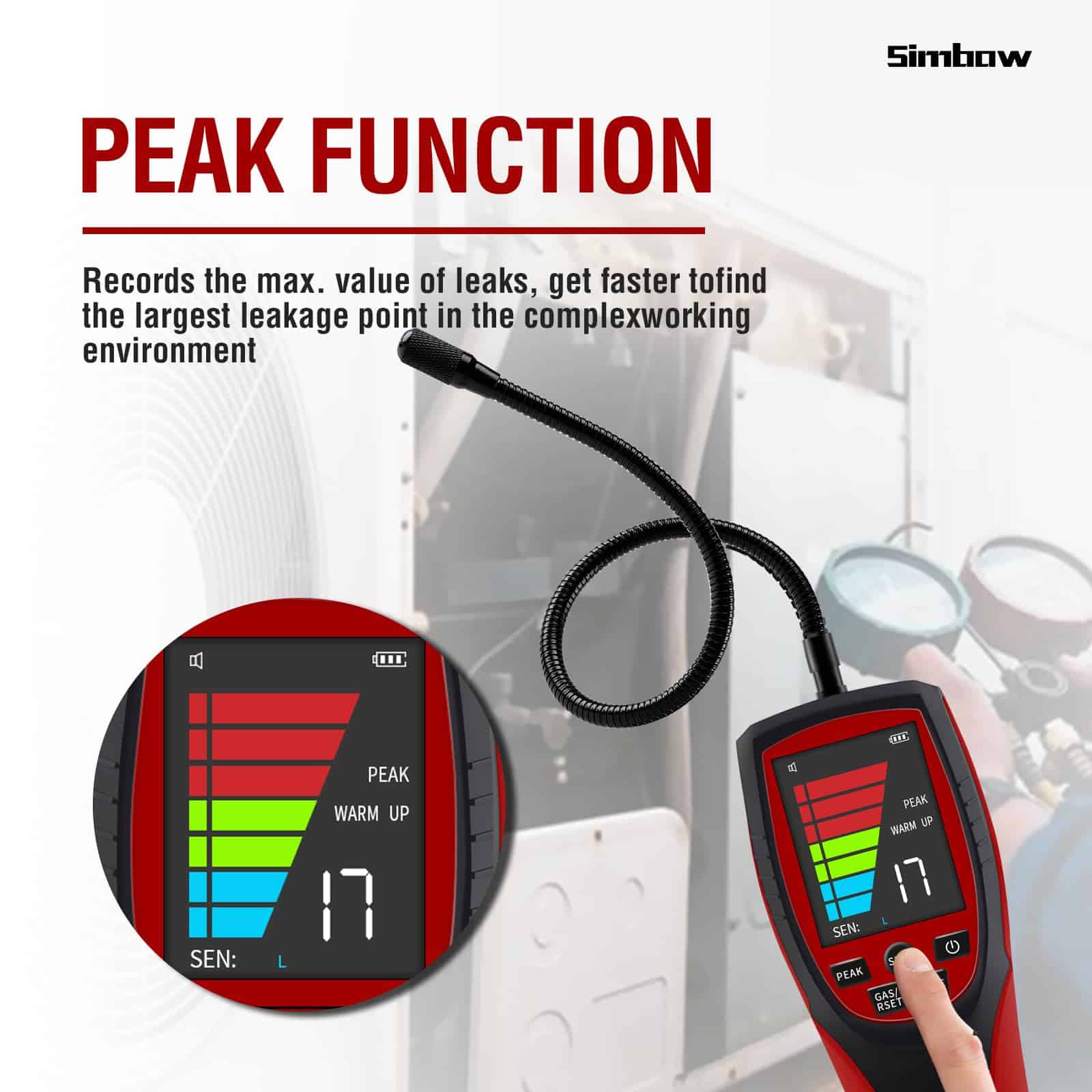 Detector de Fugas de Refrigerante Simbow, ALD-200 PRO - Imagen 6