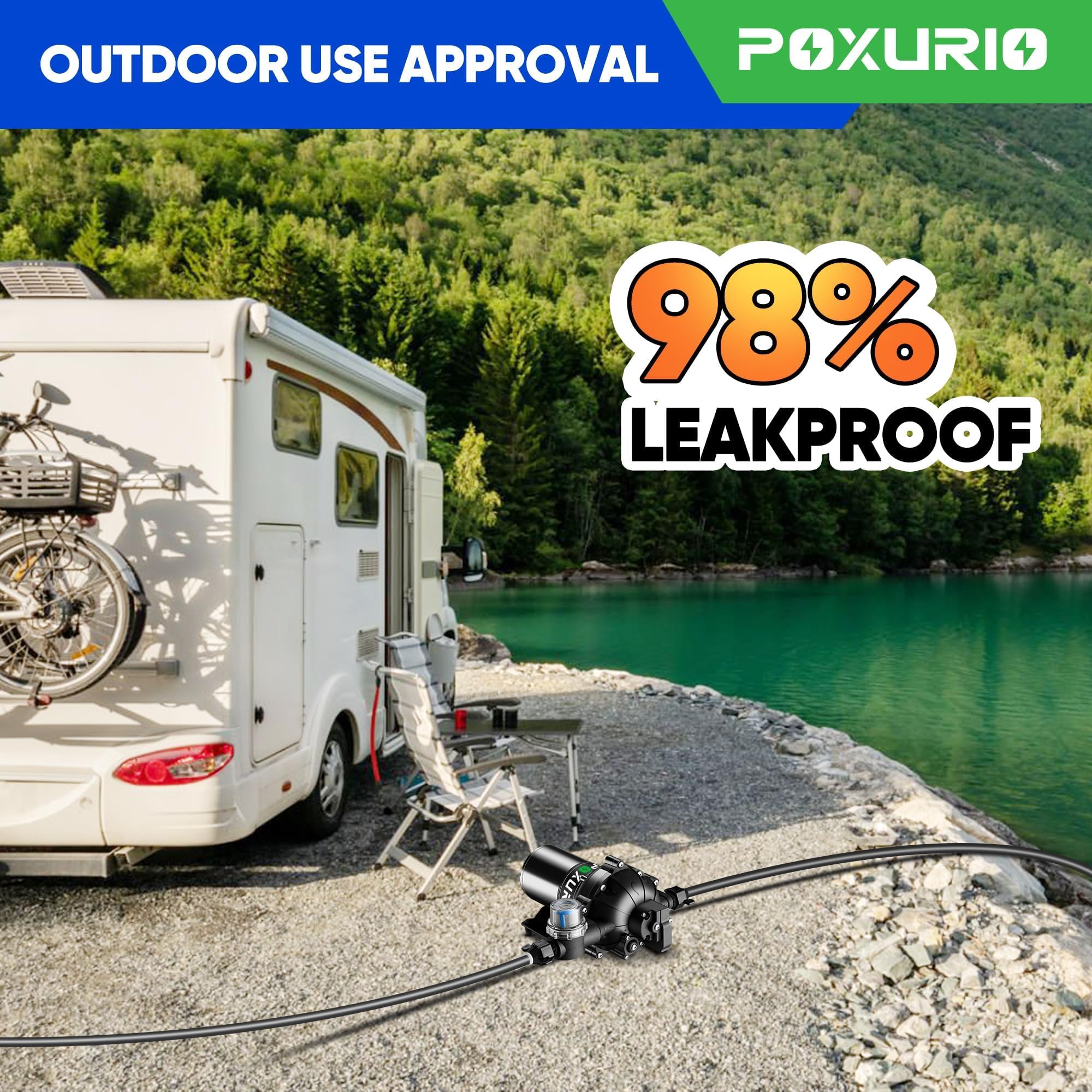 Bomba de agua para RV POXURIO 7GPM, 70 PSI 12V DC, - Imagen 7