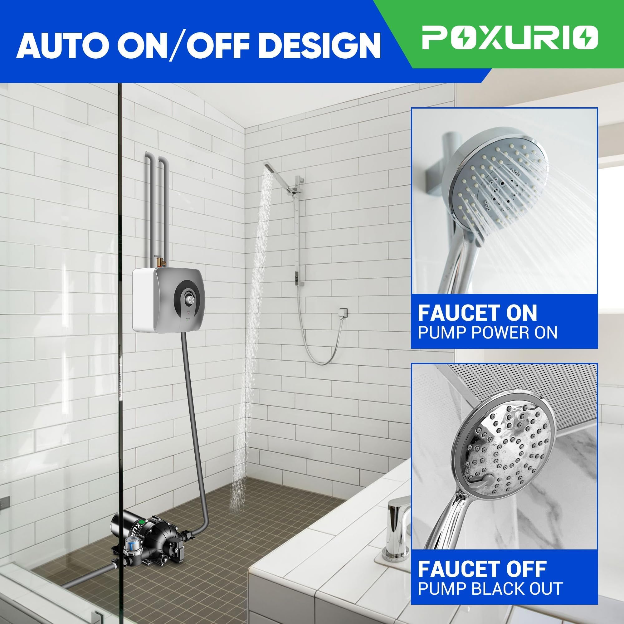 Bomba de agua para RV POXURIO 7GPM, 70 PSI 12V DC, - Imagen 5